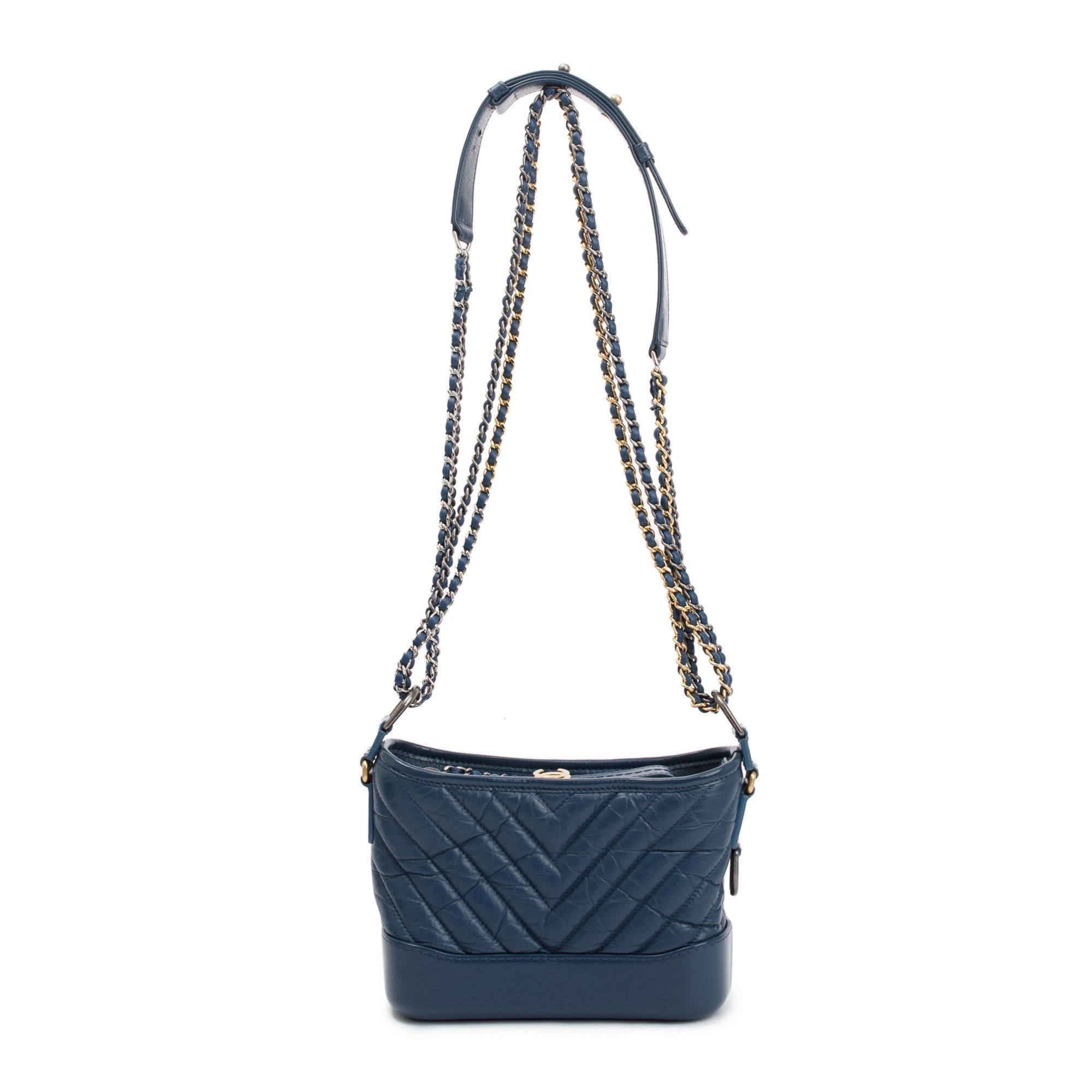 Chanel Blue Calfskin Leather Small Gabrielle Hobo w/ Box & Authenticity Card