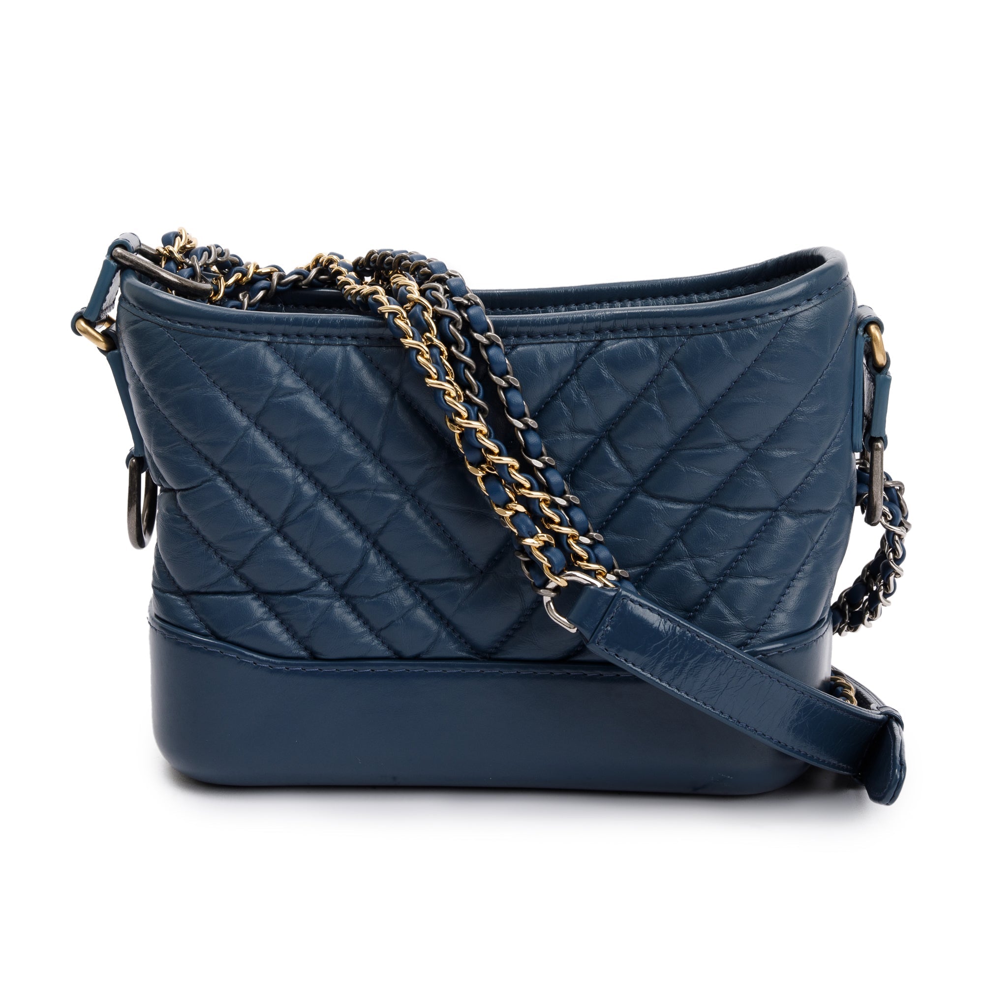 Chanel Blue Calfskin Leather Small Gabrielle Hobo w/ Box & Authenticity Card