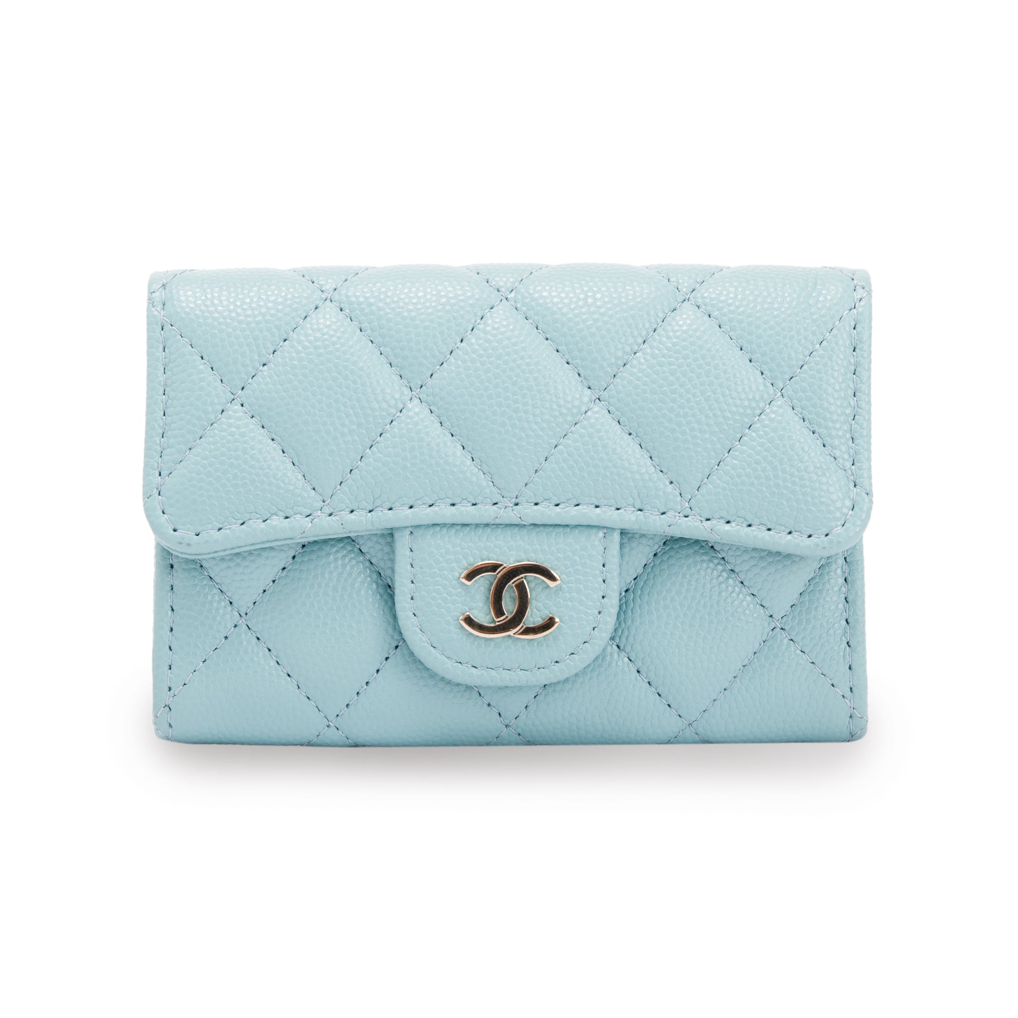 Chanel Blue Caviar Classic Flap Card Holder w/ Box