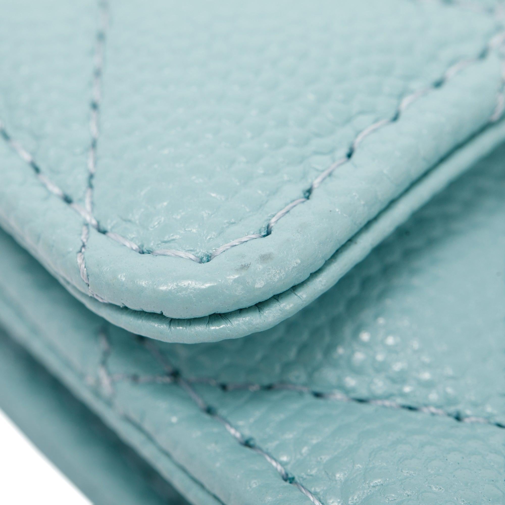 Chanel Blue Caviar Classic Flap Card Holder w/ Box