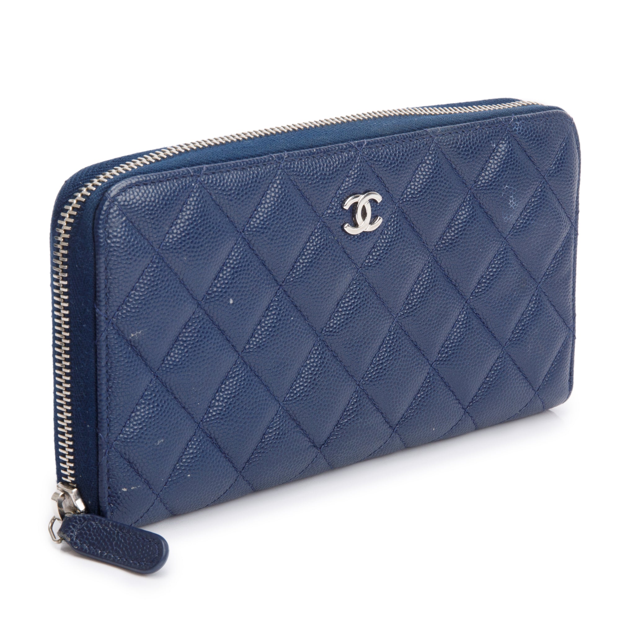 Chanel Blue Caviar Classic Large Gusset Zip Around Wallet – Oliver