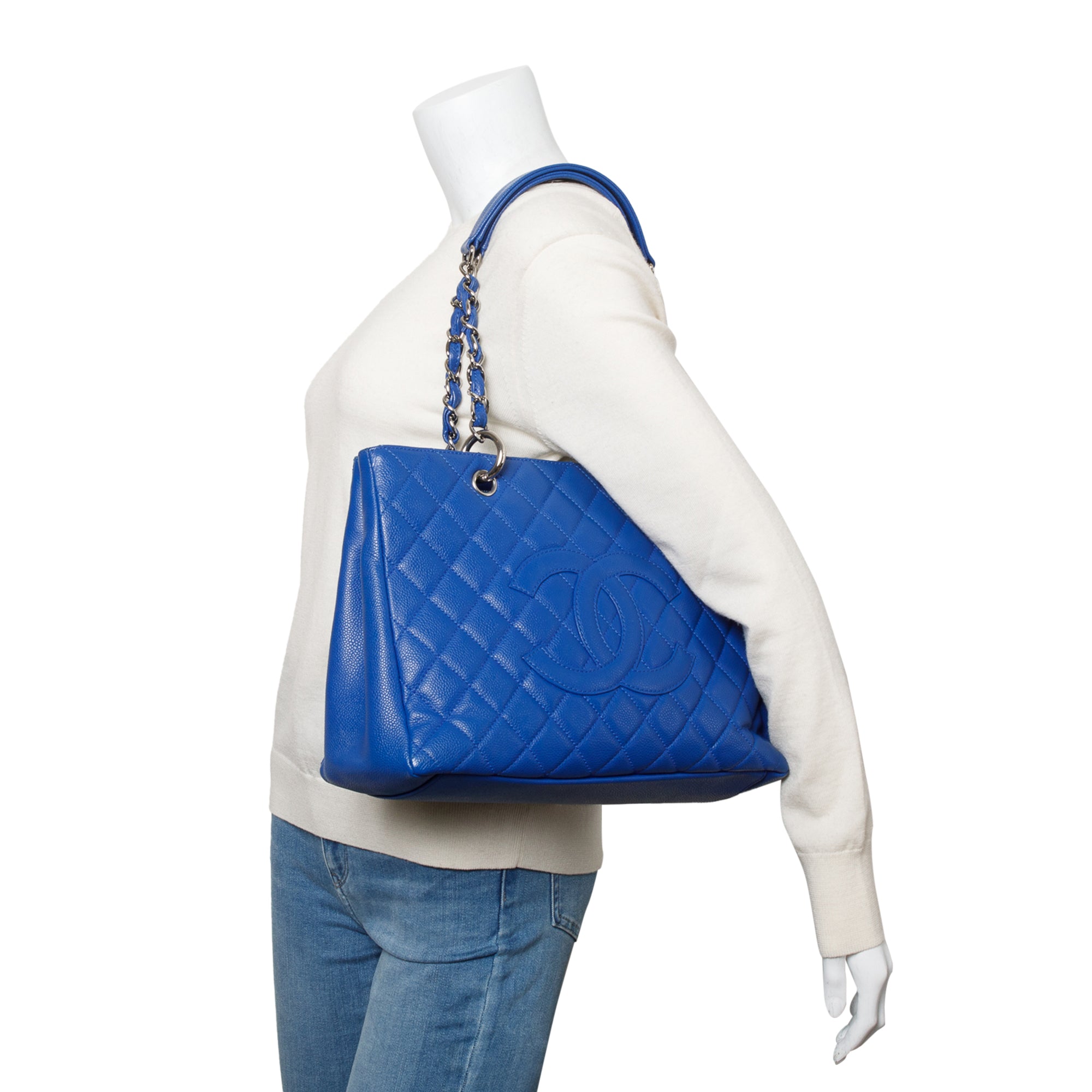 Chanel Blue Caviar Leather Grand Shopping Tote (GST)