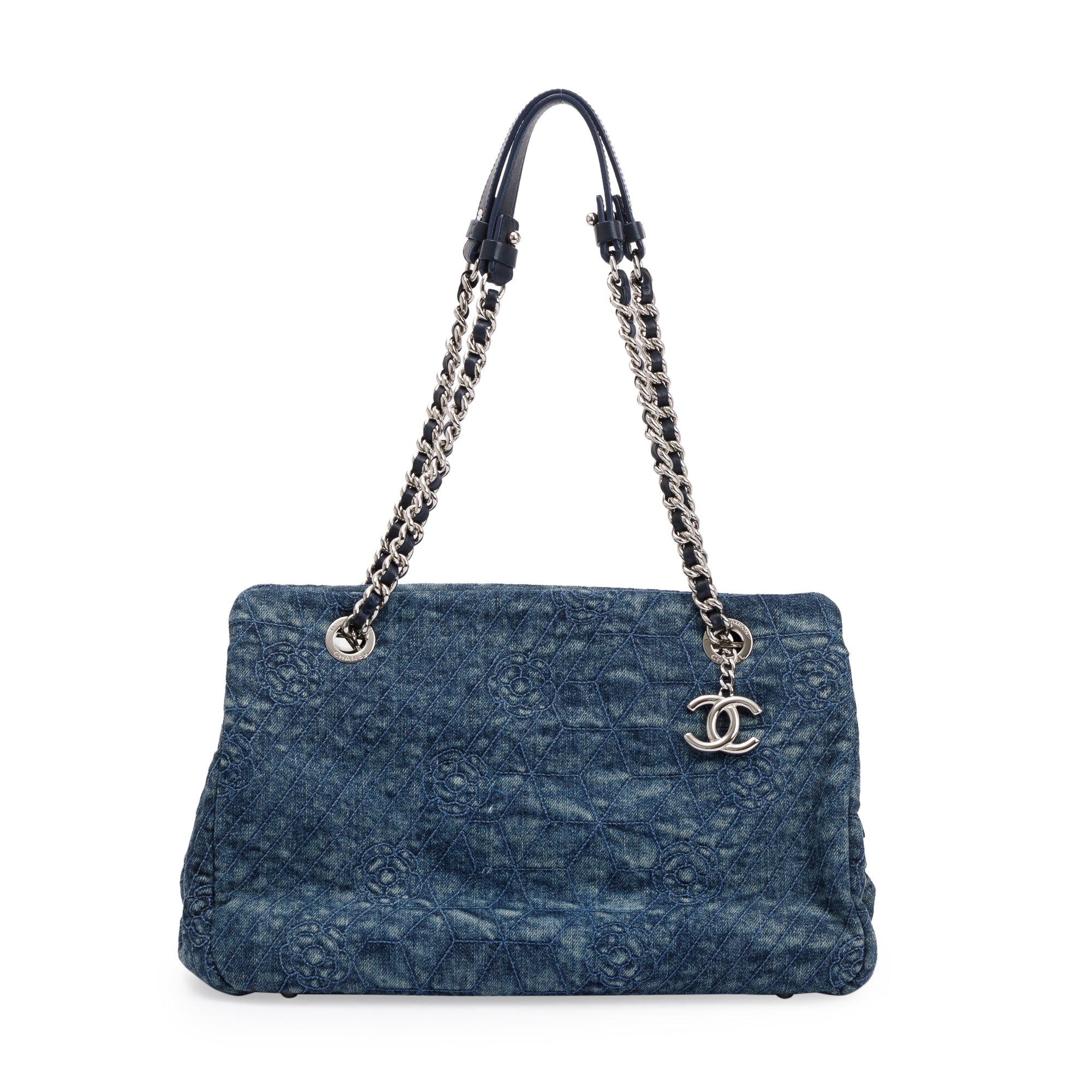 Chanel Blue Denim Camellia Tote Bag w/ Authenticity Card