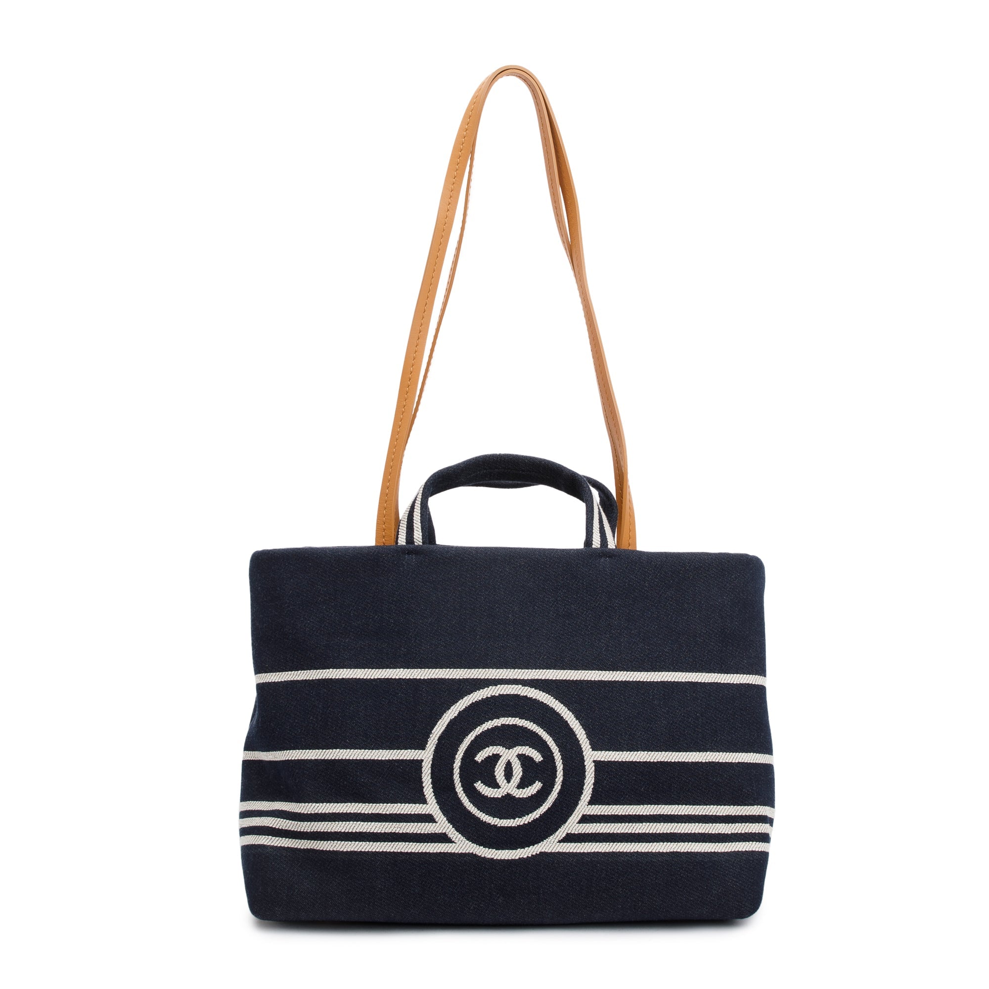 Chanel Blue Denim Medium CC Shopping Tote
