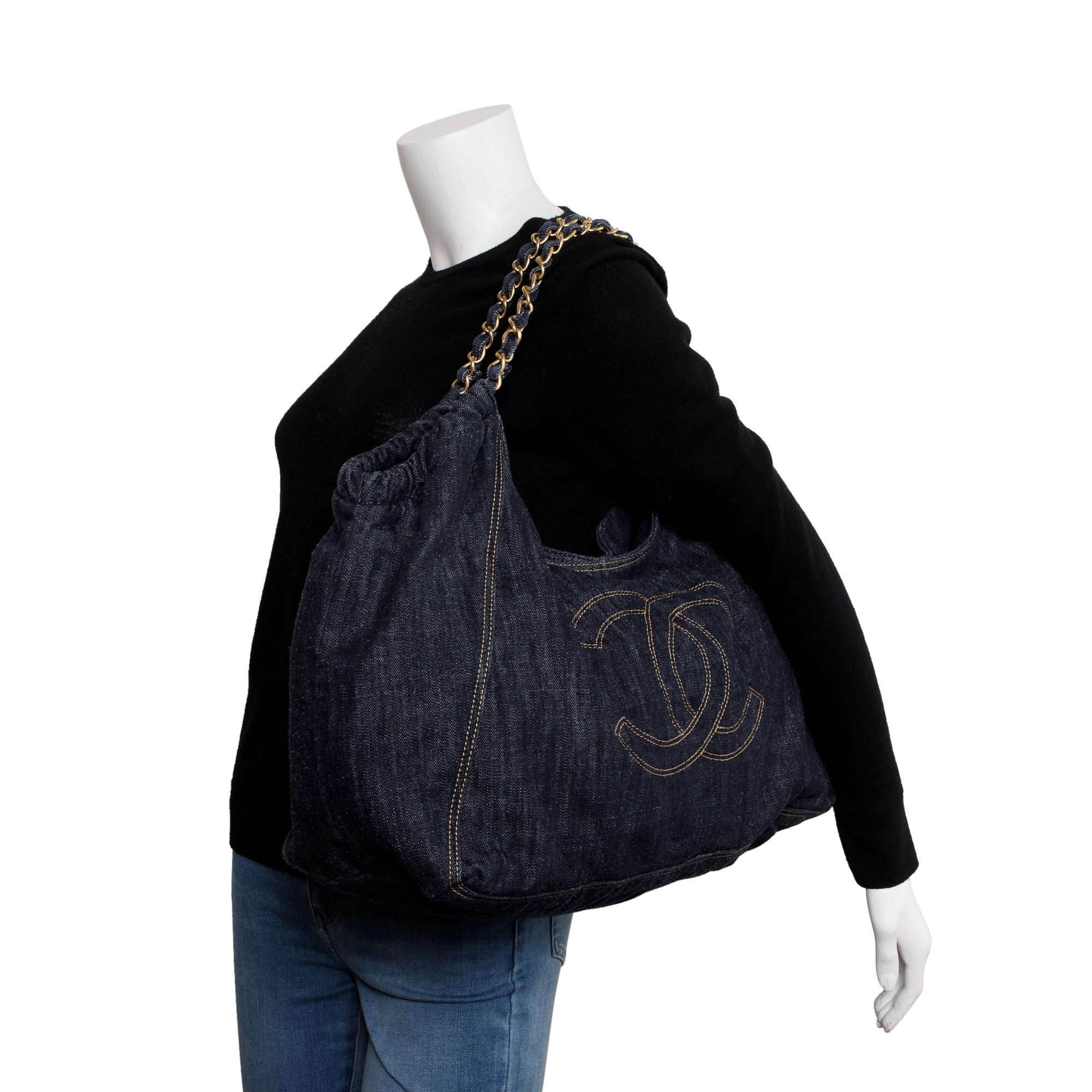 Chanel Blue Denim XL Coco Cabas Bag w/ Authenticity Card