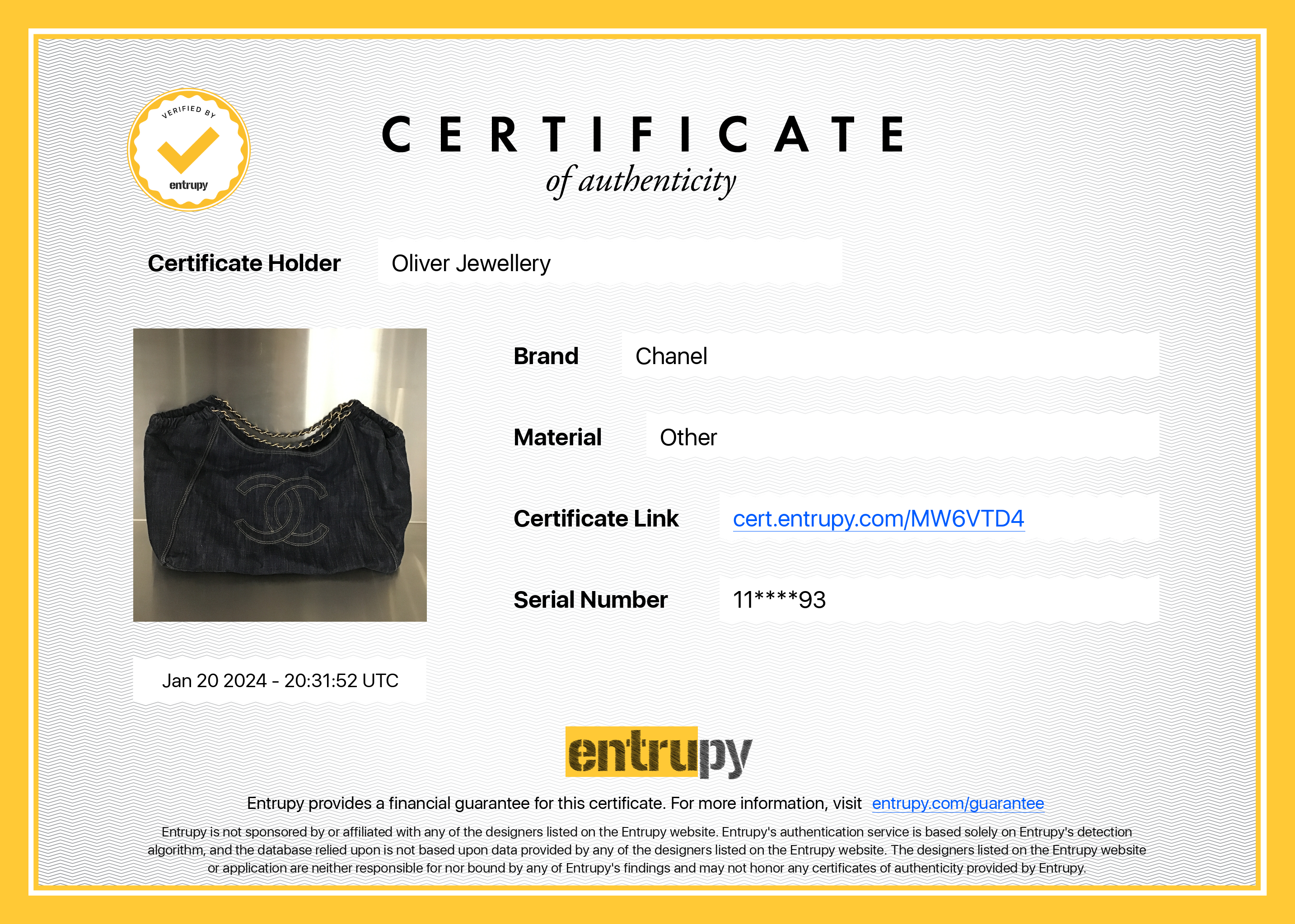 Chanel Blue Denim XL Coco Cabas Bag w/ Authenticity Card