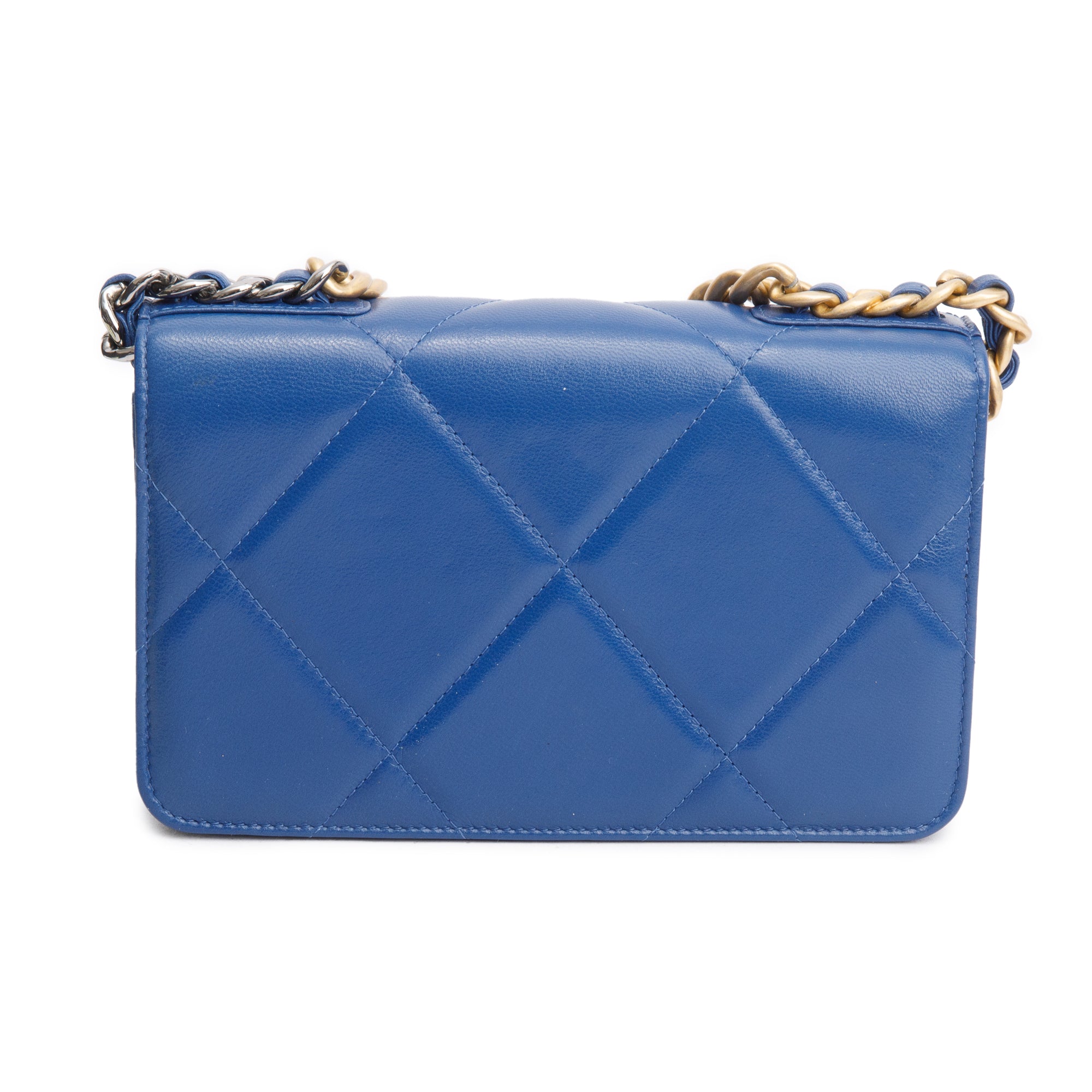 Chanel Blue Lambskin Leather 19 Wallet On Chain w/ Box & Authenticity Card