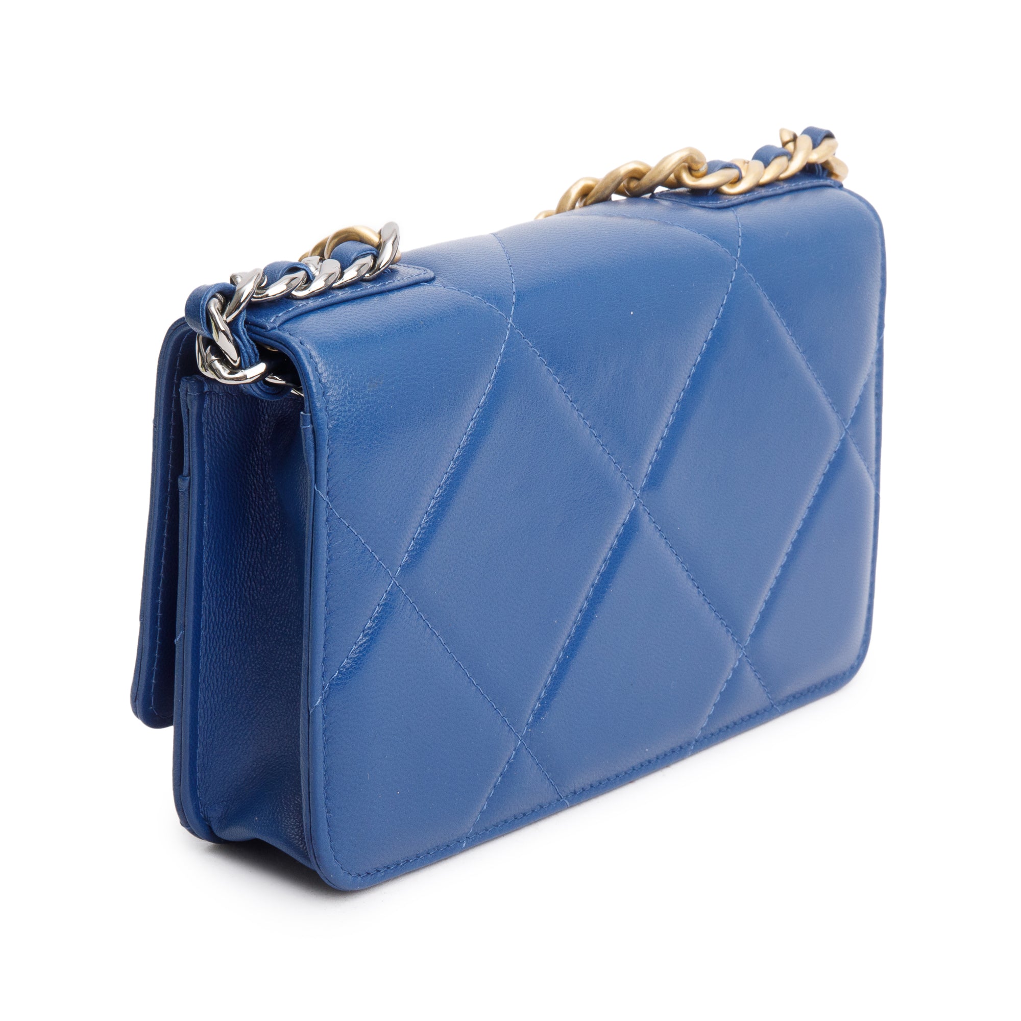 Chanel Blue Lambskin Leather 19 Wallet On Chain w/ Box & Authenticity Card