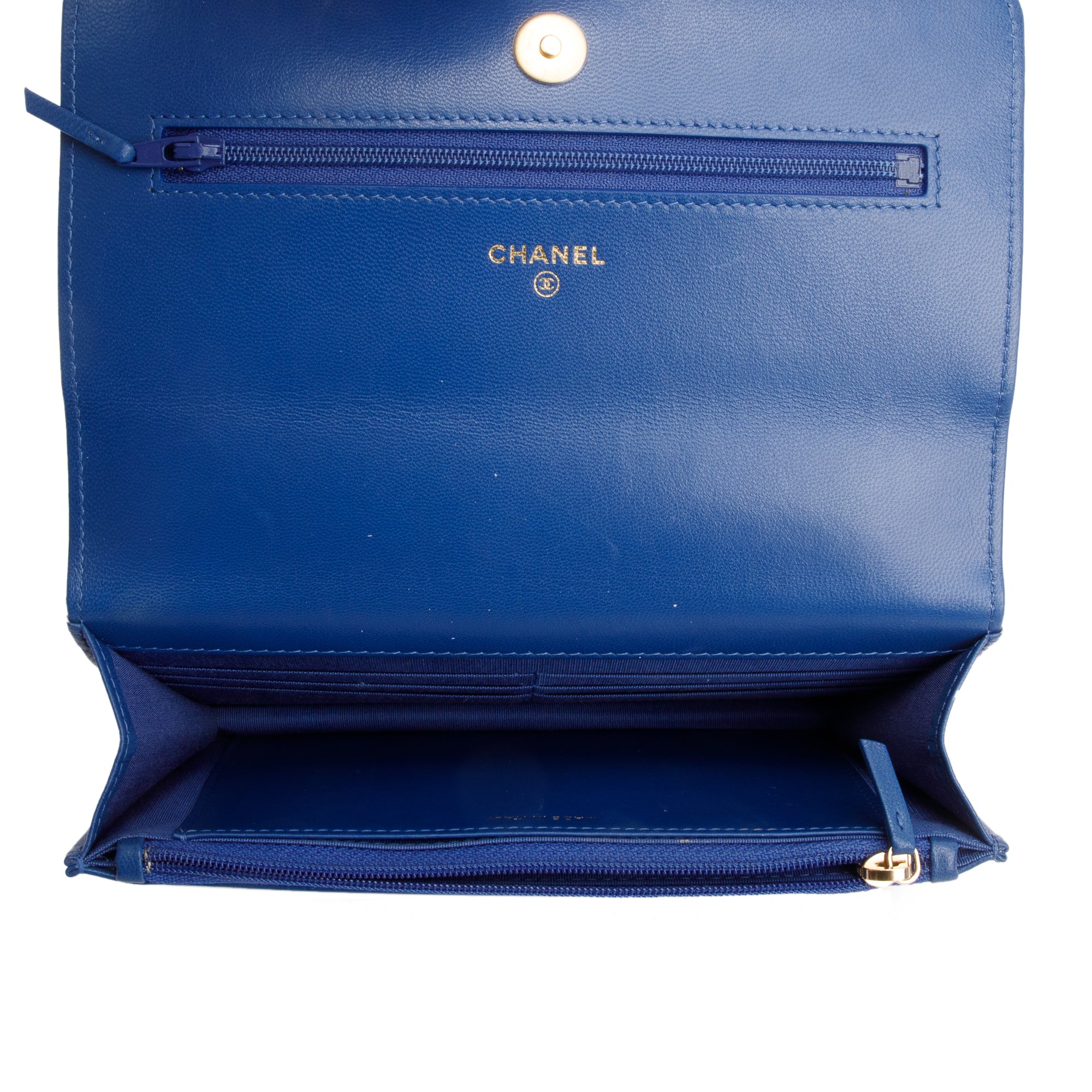 Chanel Blue Lambskin Leather 19 Wallet On Chain w/ Box & Authenticity Card