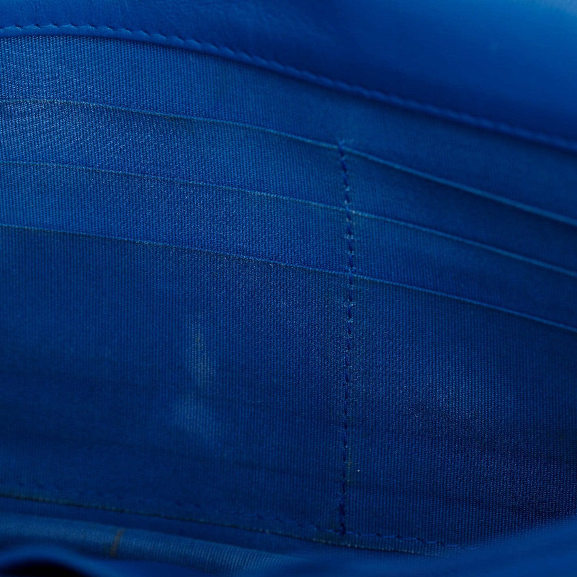 Chanel Blue Lambskin Leather Boy Wallet on Chain