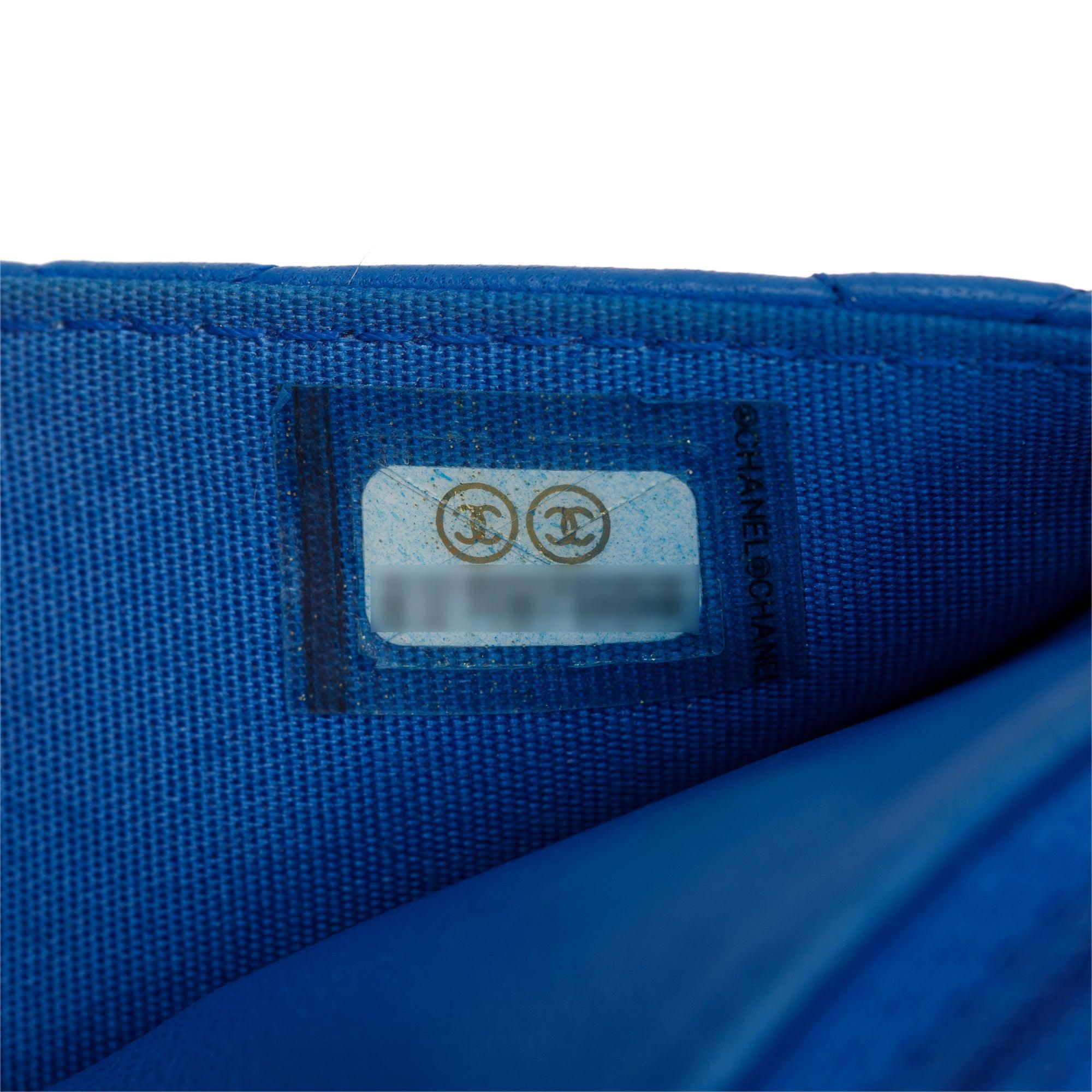 Chanel Blue Lambskin Leather Boy Wallet on Chain