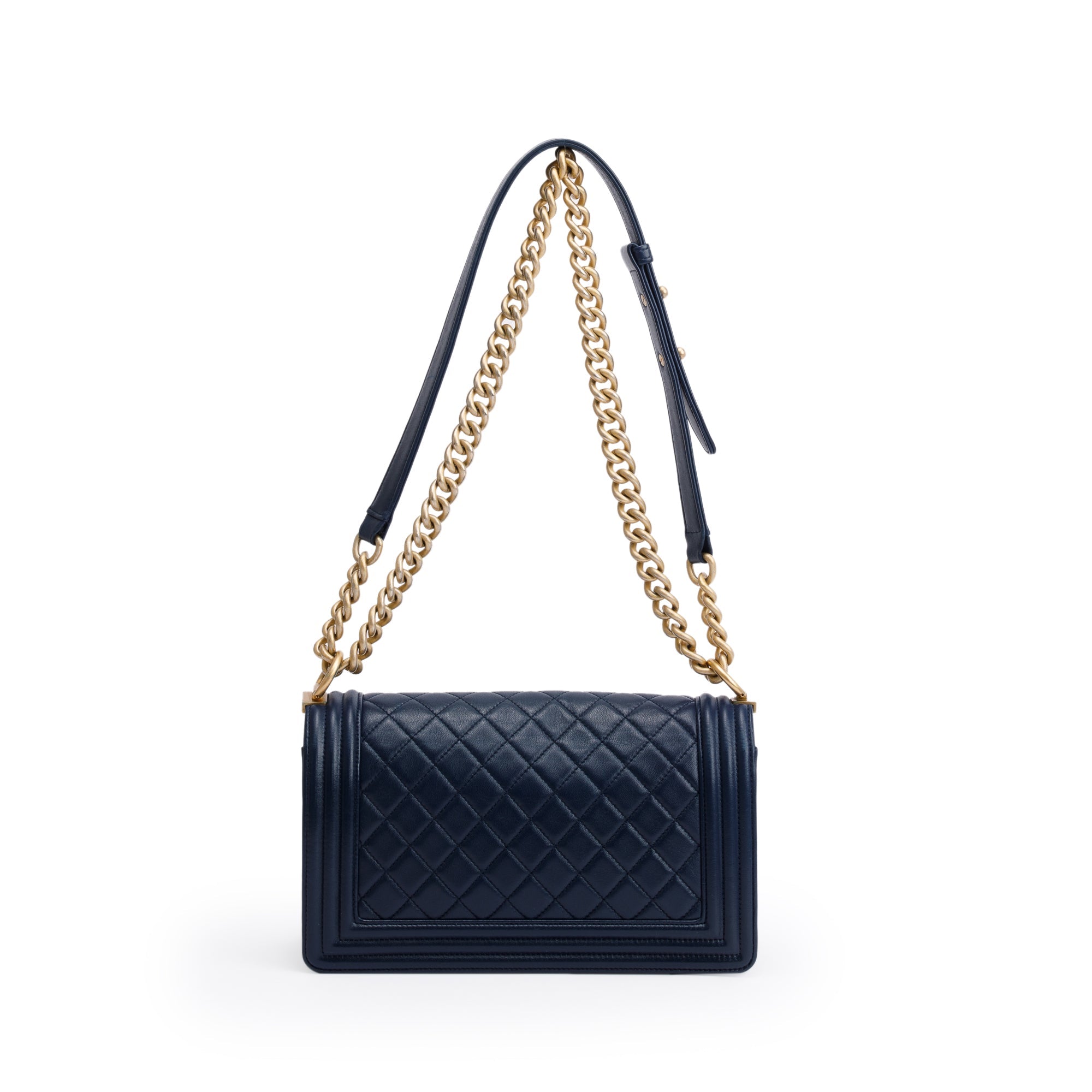 Chanel Blue Lambskin Leather Medium Boy Bag w/ Box & Authenticity Card