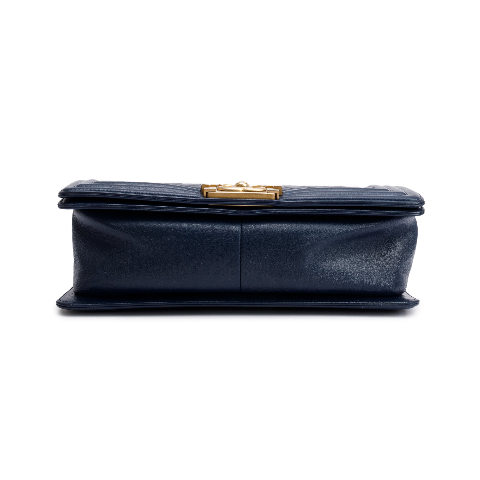 Chanel Blue Lambskin Leather Medium Boy Bag w/ Box & Authenticity Card