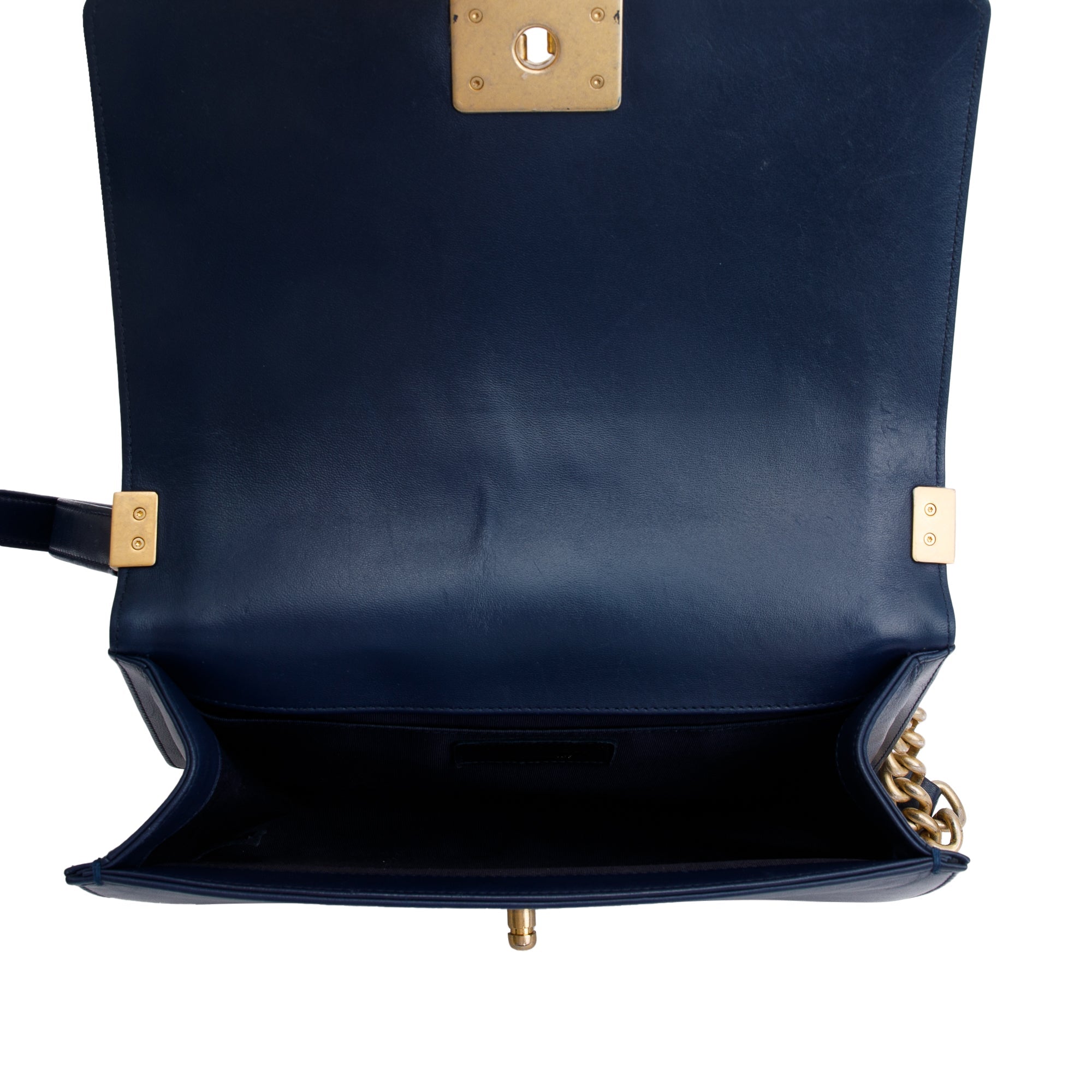 Chanel Blue Lambskin Leather Medium Boy Bag w/ Box & Authenticity Card