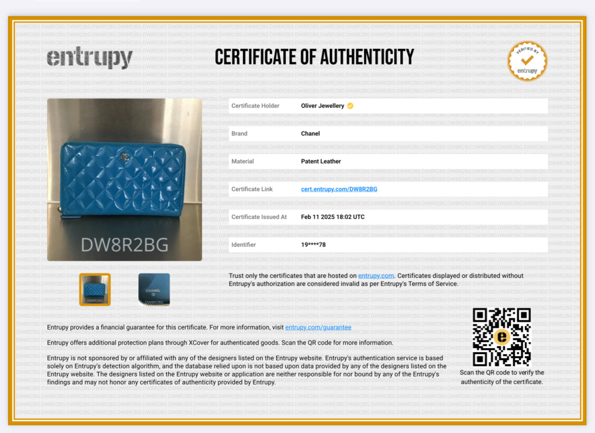 Chanel Blue Patent Leather Large Zip Around Organizer Wallet w/ Box & Authenticity Card