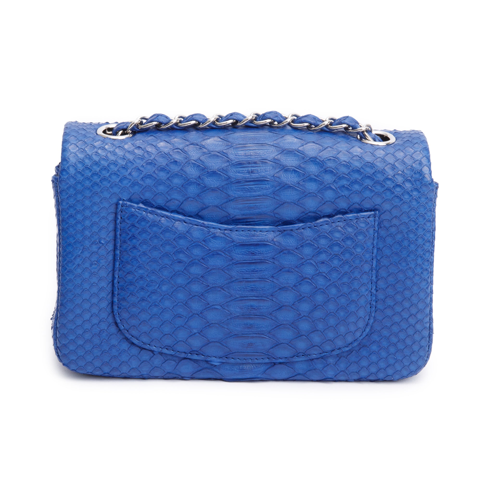 Chanel Blue Python Classic Mini Rectangular Flap Bag w/ Box & Authenticity Card