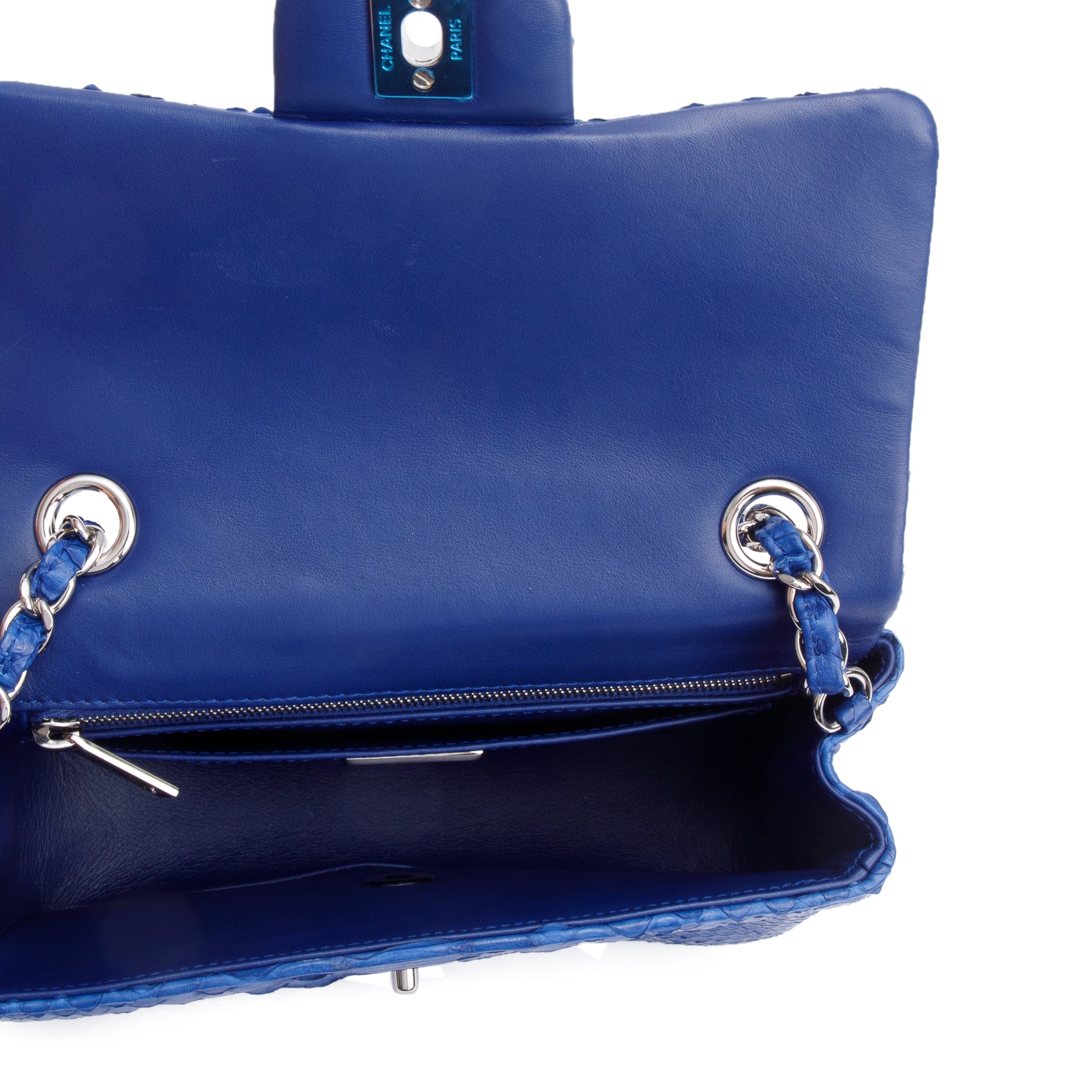 Chanel Blue Python Classic Mini Rectangular Flap Bag w/ Box & Authenticity Card