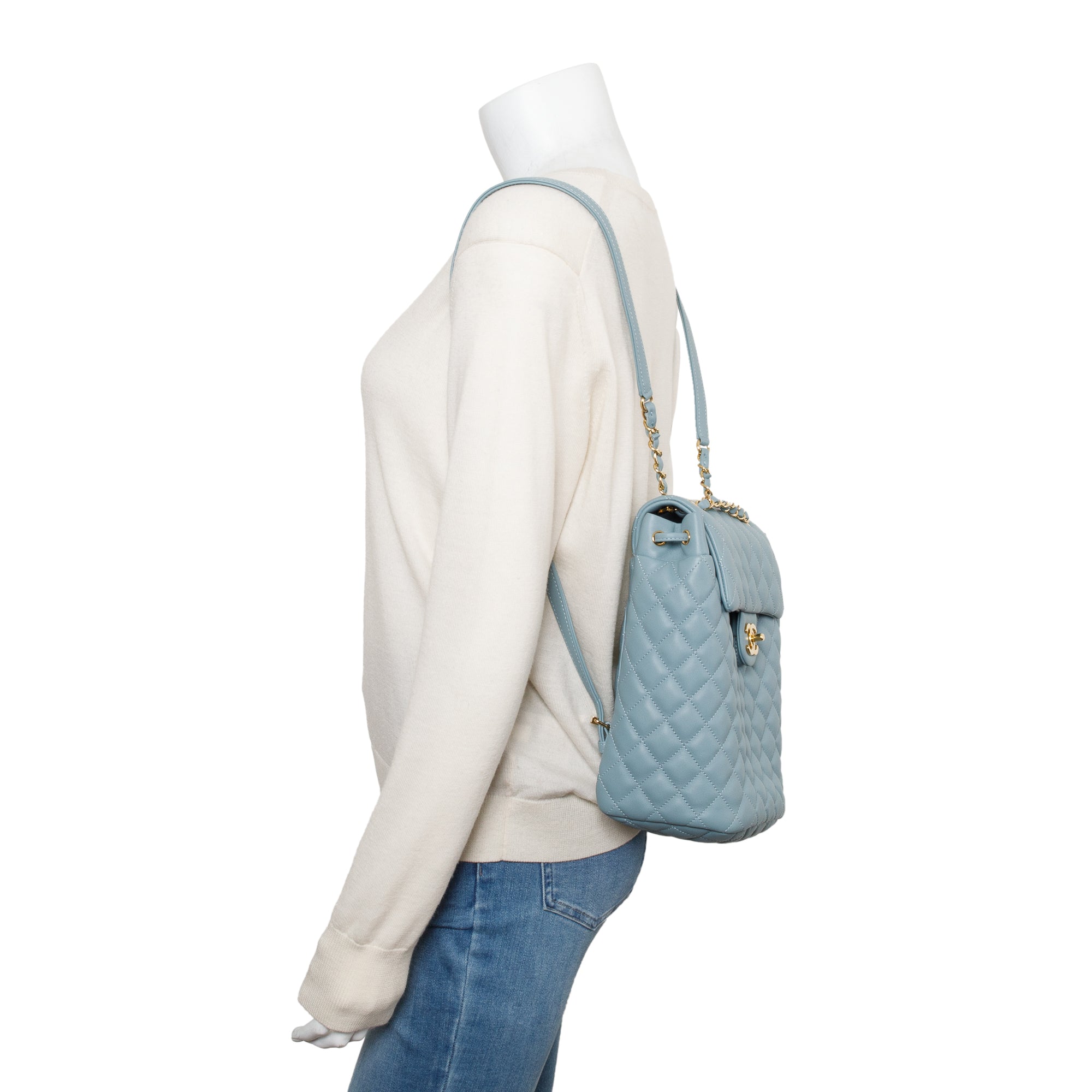 Chanel Blue Quilted Calfskin Leather Small Urban Spirit Backpack w/ Box & Authenticity Card