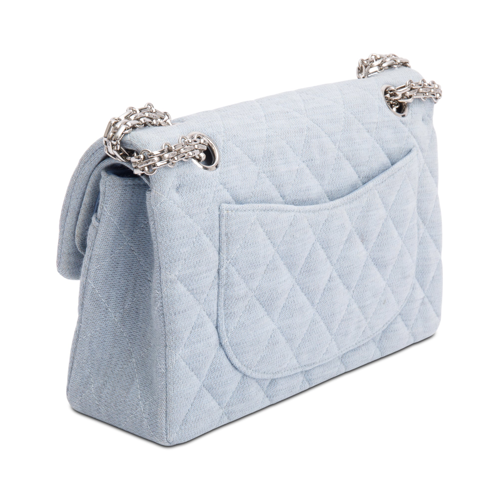 Chanel Blue Quilted Jersey Small Double Flap Bag