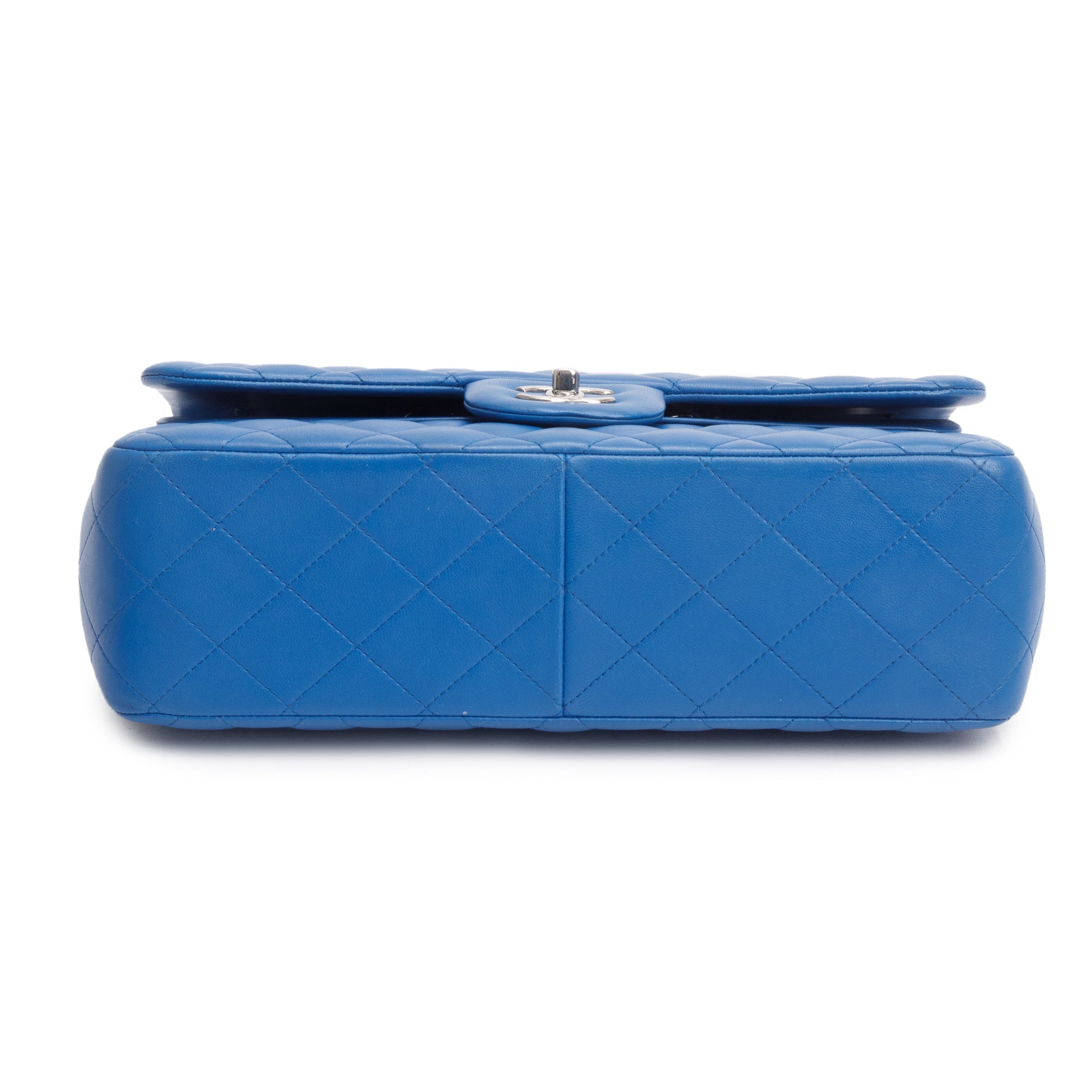 Chanel Blue Quilted Lambskin Leather Classic Jumbo Double Flap Bag