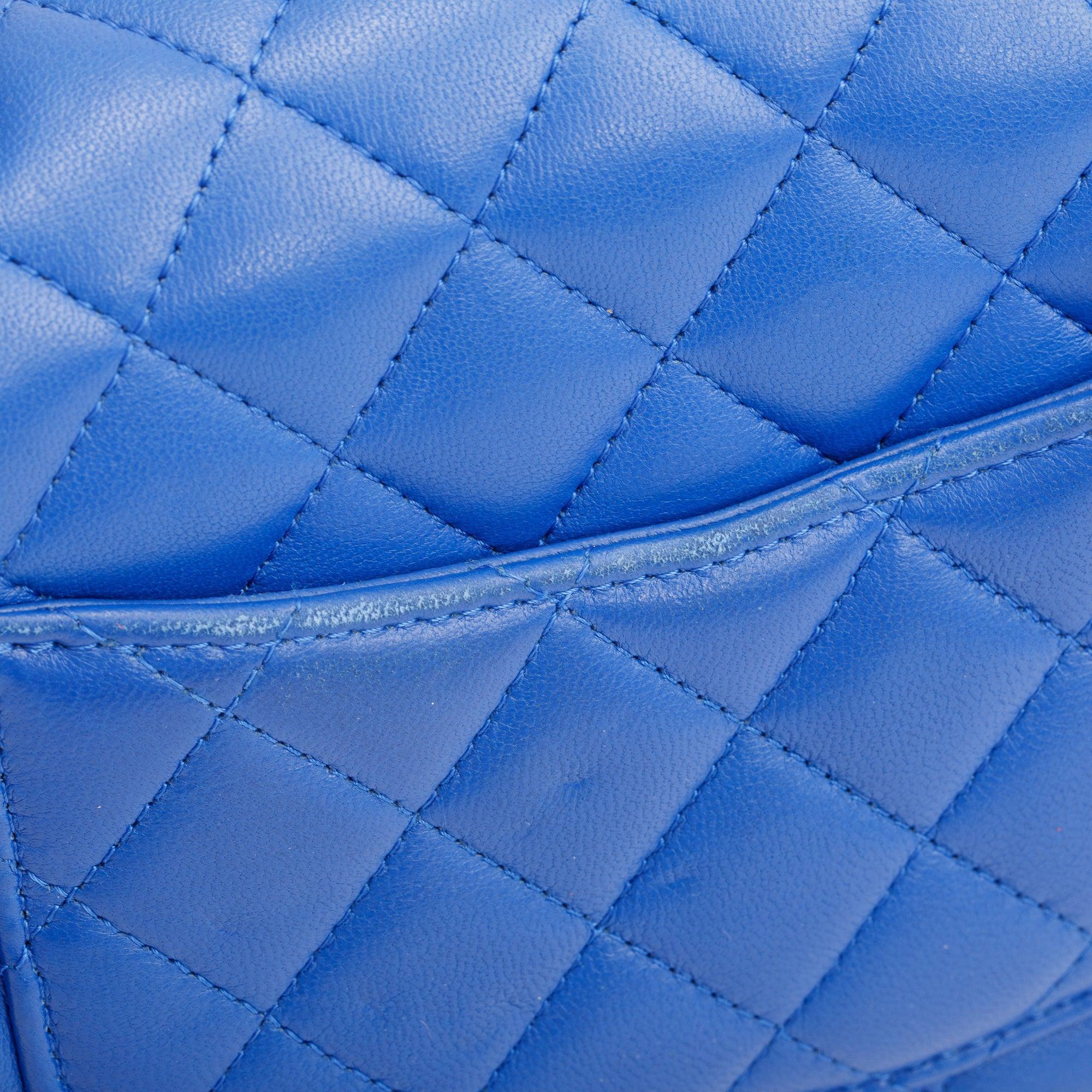 Chanel Blue Quilted Lambskin Leather Classic Square Mini Flap Bag w/ Box, Authenticity Card