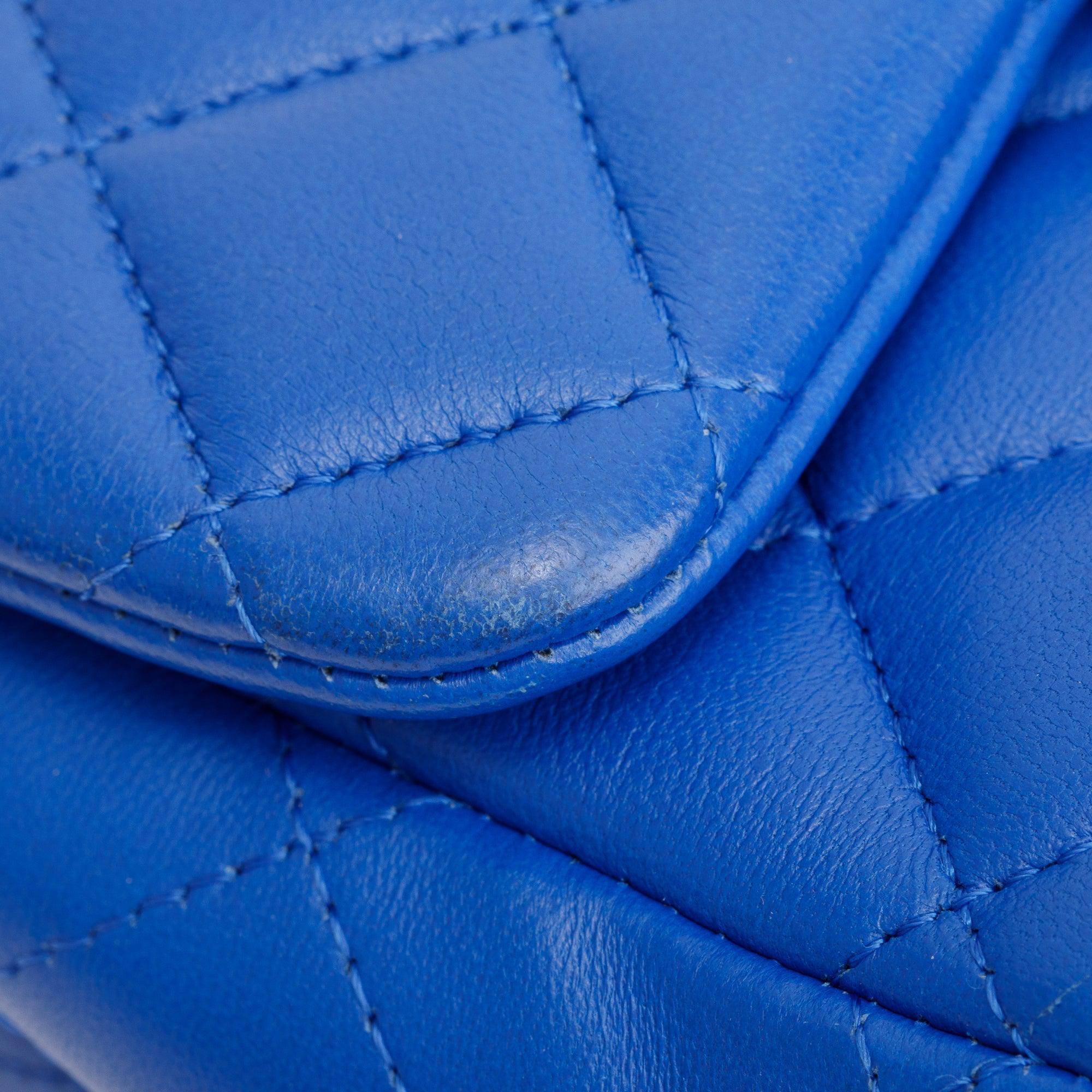 Chanel Blue Quilted Lambskin Leather Classic Square Mini Flap Bag w/ Box, Authenticity Card