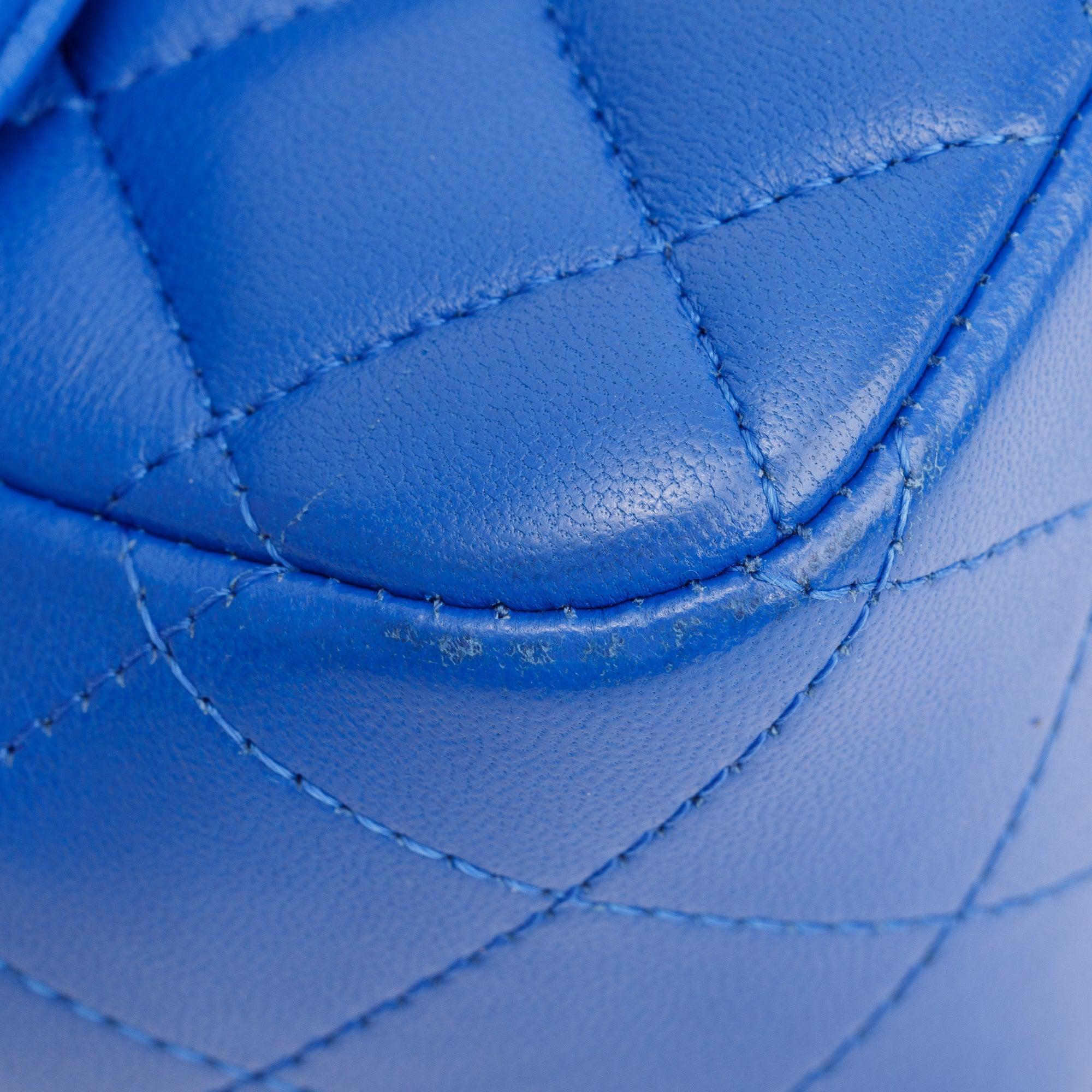 Chanel Blue Quilted Lambskin Leather Classic Square Mini Flap Bag w/ Box, Authenticity Card