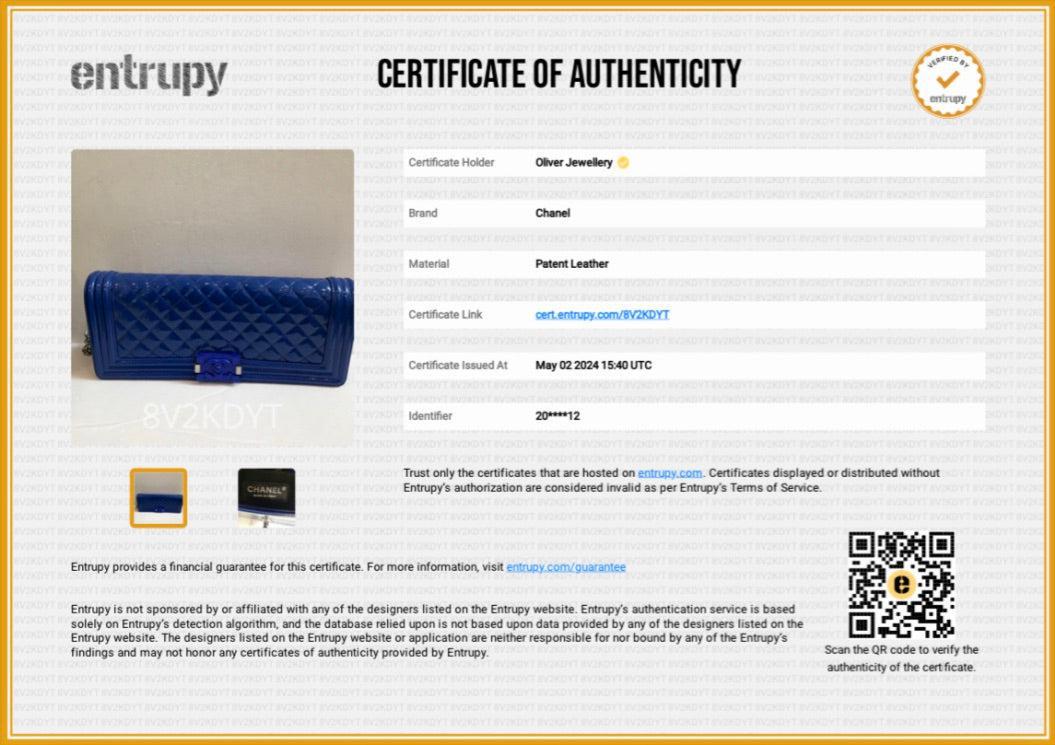 Chanel Blue Quilted Patent Leather Plexiglass Boy Convertible Bag w/ Authenticity Card