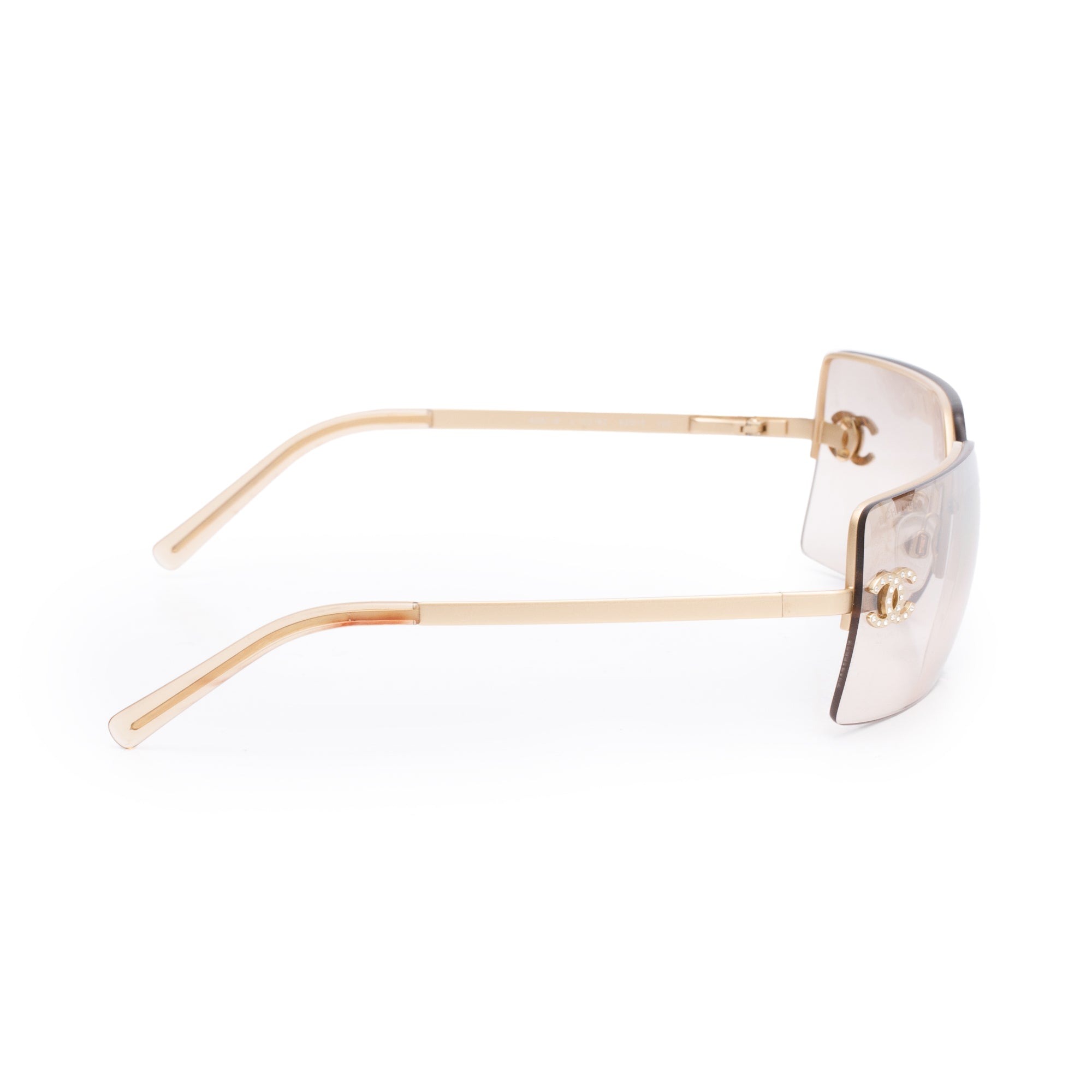 Chanel Brushed Gold-Tone Metal Frameless CC Logo Sunglasses 4092-B