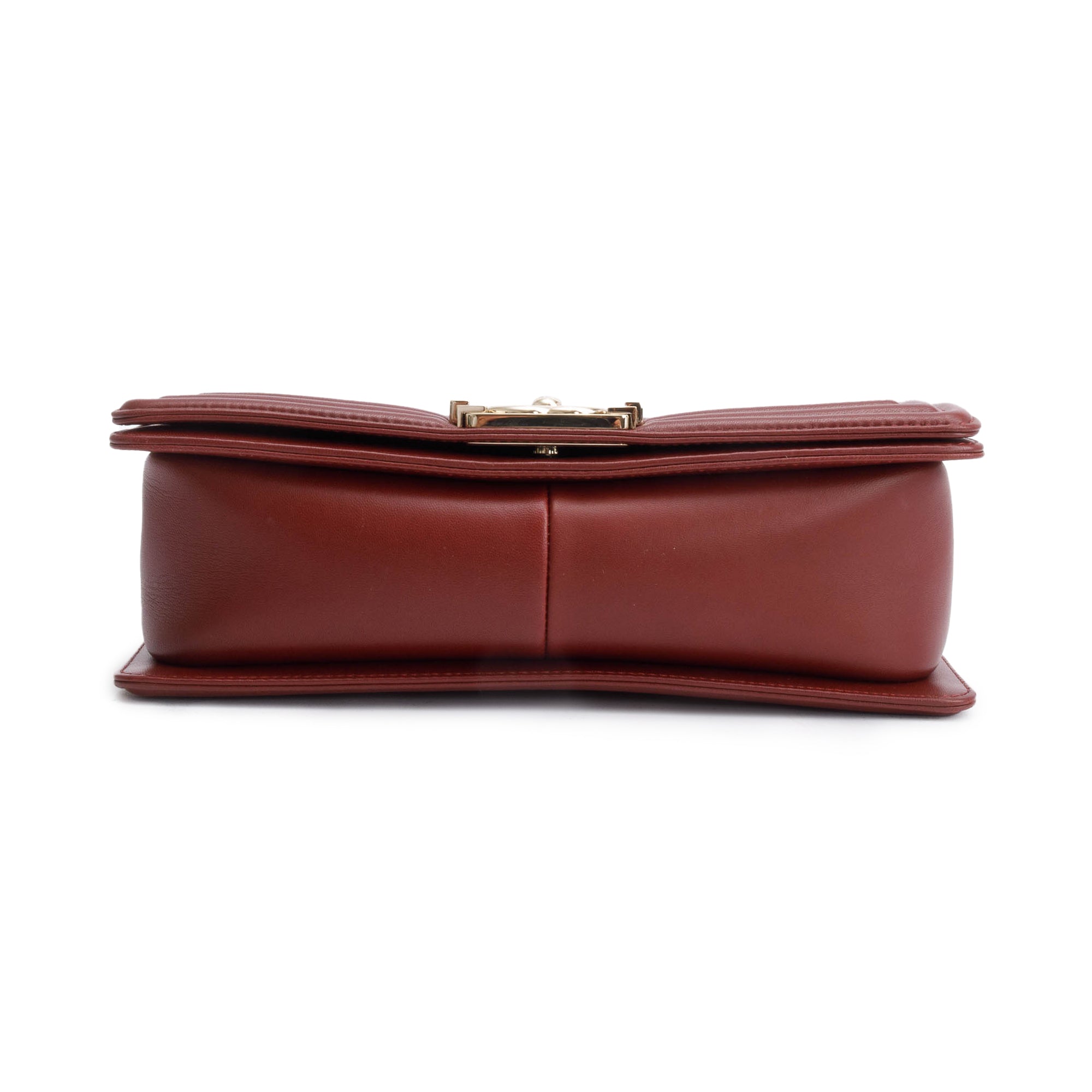 Chanel Burgundy Quilted Lambskin Medium Boy Bag w/ Box & Authenticity Card