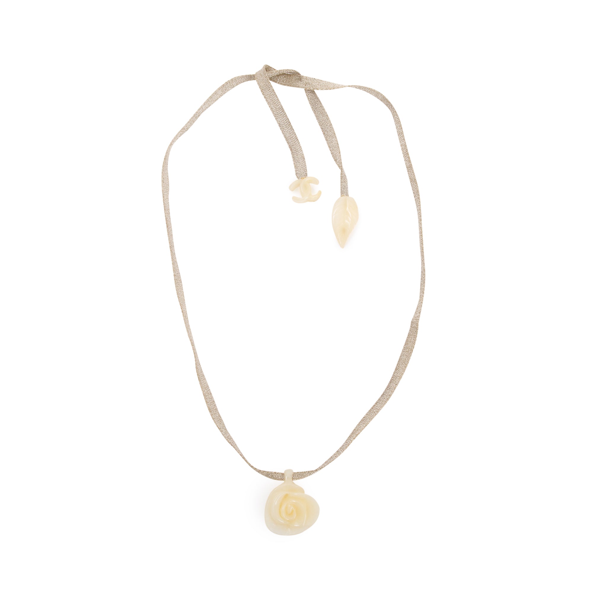 Chanel Camellia Coco Mark Resin Pendant Choker Necklace w/ Box