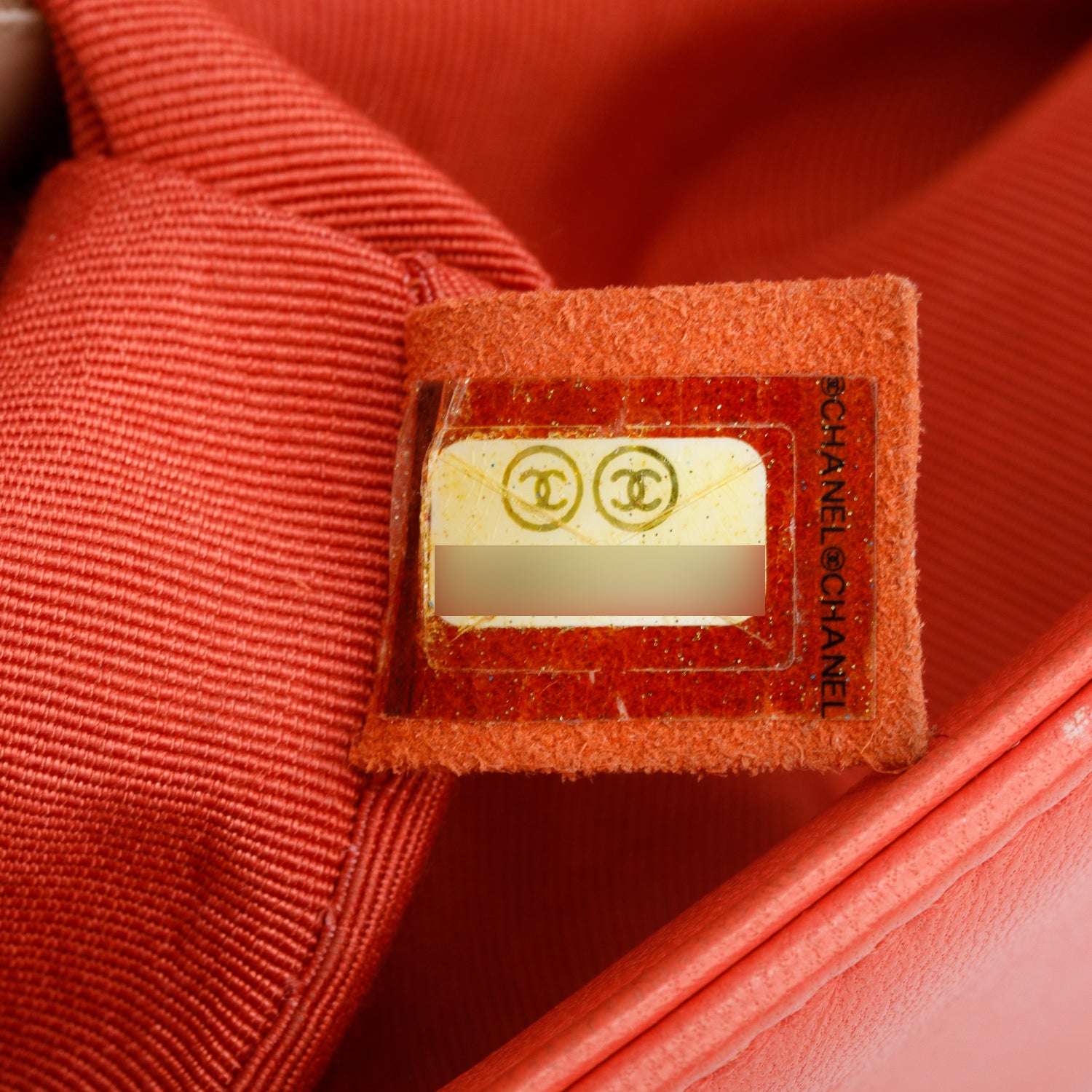 Chanel Coral Calfskin Leather Tweed Medium Boy Bag w/ Box & Authenticity Card