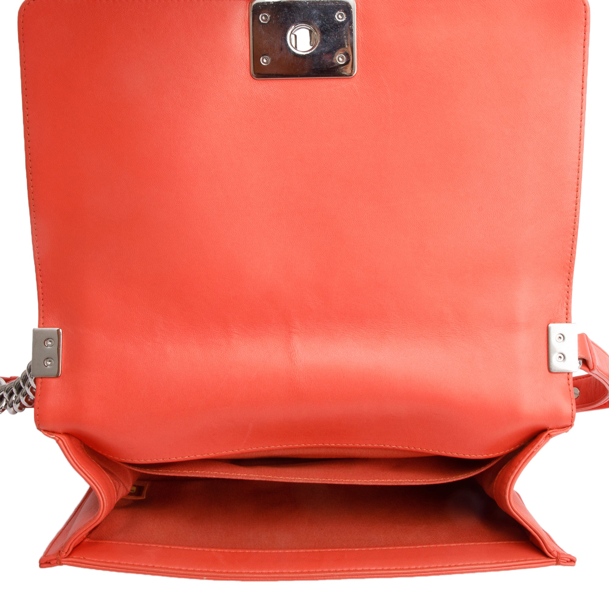 Chanel Coral Calfskin Leather Tweed Medium Boy Bag w/ Box & Authenticity Card