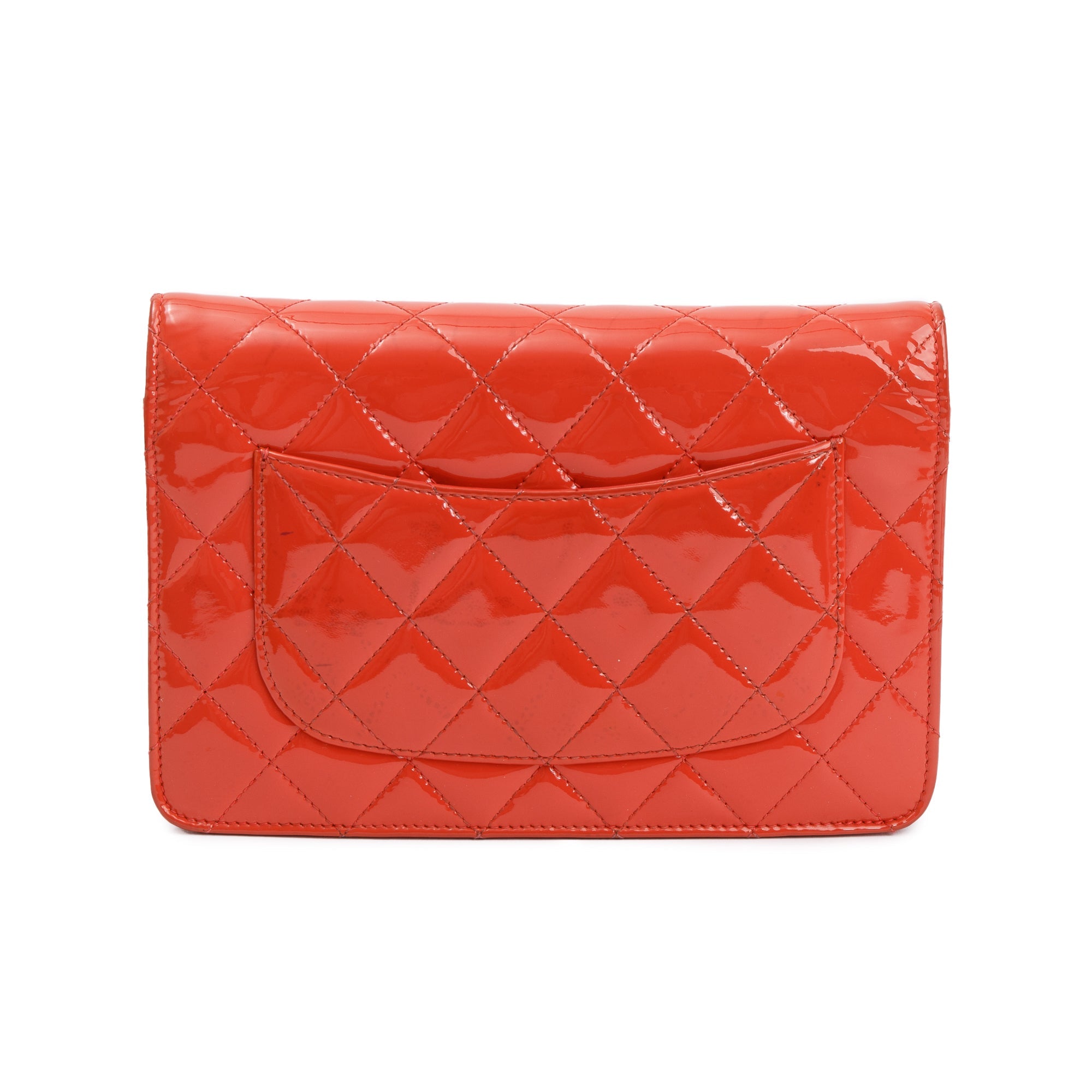 Chanel Coral Patent Leather Classic Wallet on Chain