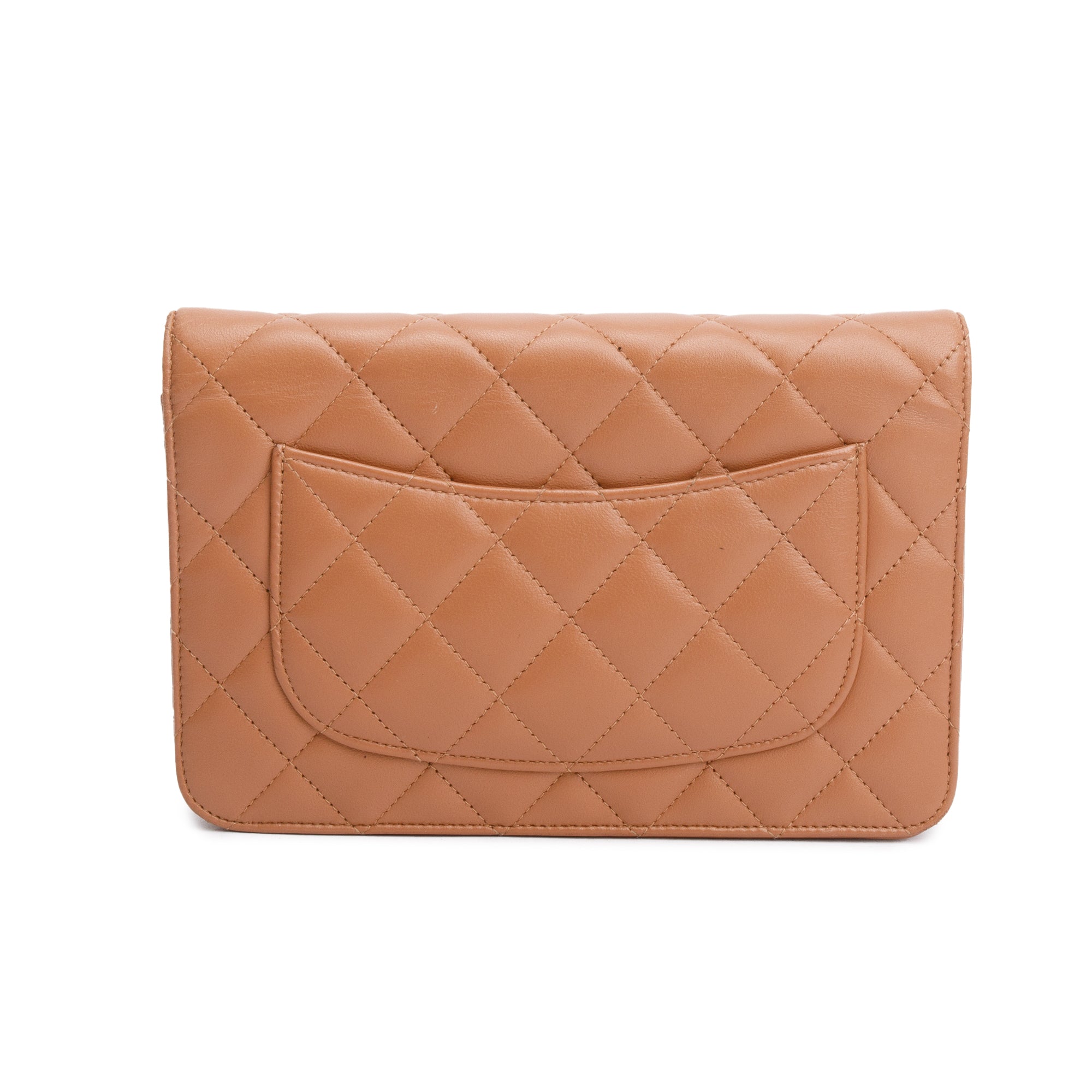 Chanel Dark Beige Quilted Lambskin Leather Classic Wallet on Chain