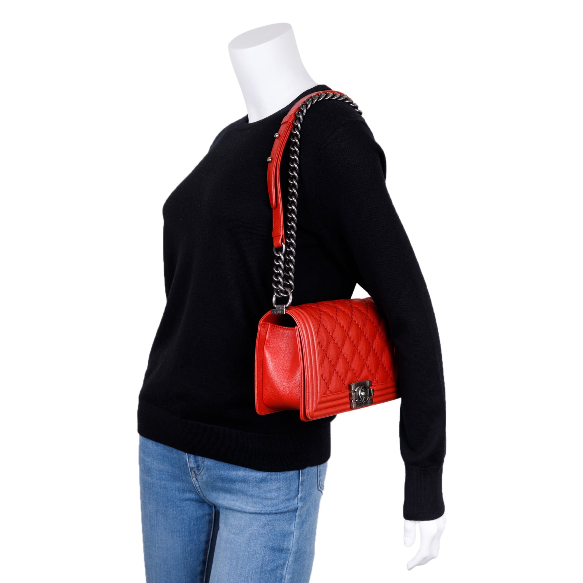 Chanel Double Stitch Medium Boy Bag w/ Box, Receipt & Authenticity Card