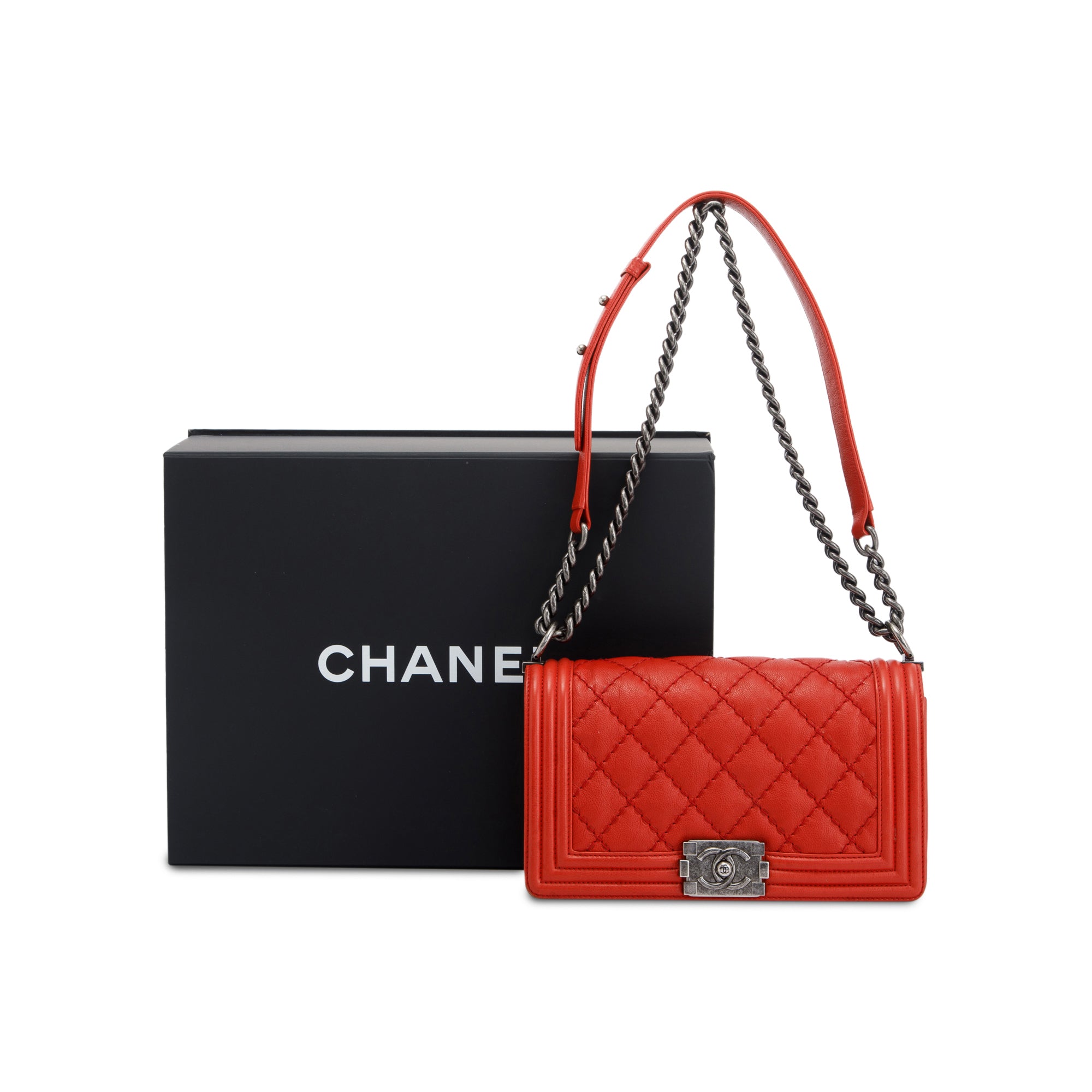 Chanel Double Stitch Medium Boy Bag w/ Box, Receipt & Authenticity Card