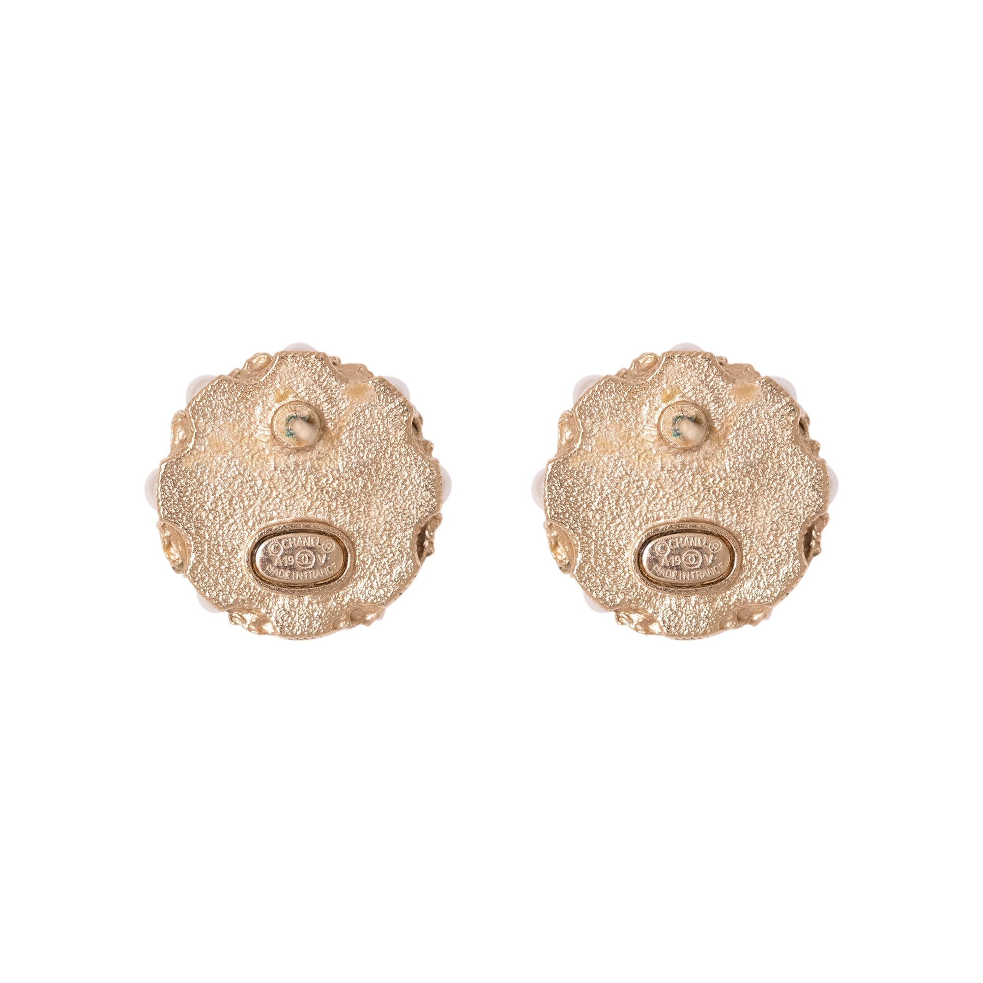 Chanel Faux Pearl CC Logo Stud Earrings