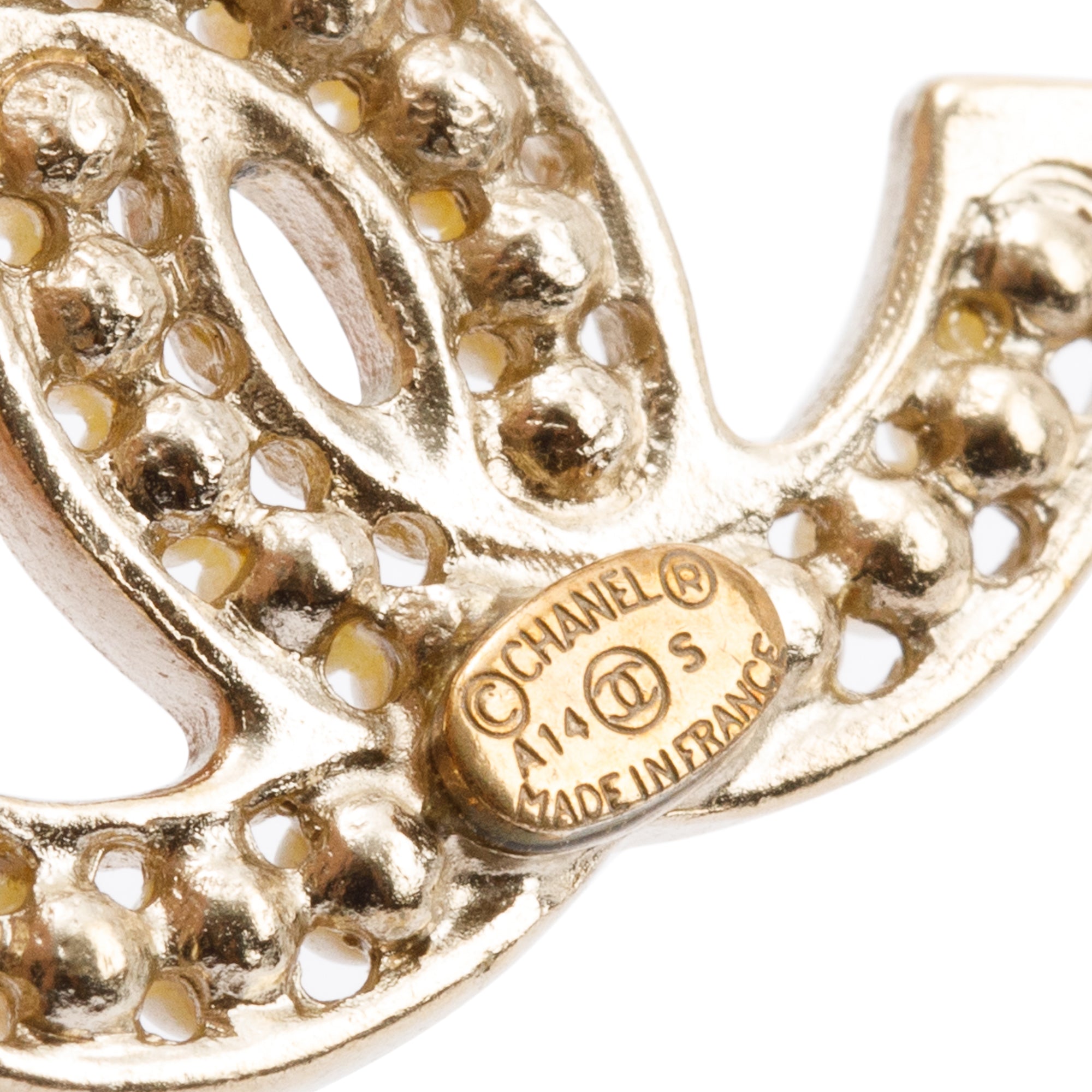 Chanel Faux Pearl CC Stud Earrings
