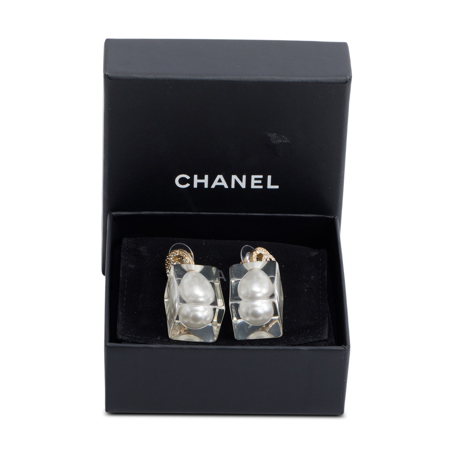 Chanel Faux Pearl & Strass CC Drop Earrings w/ Box