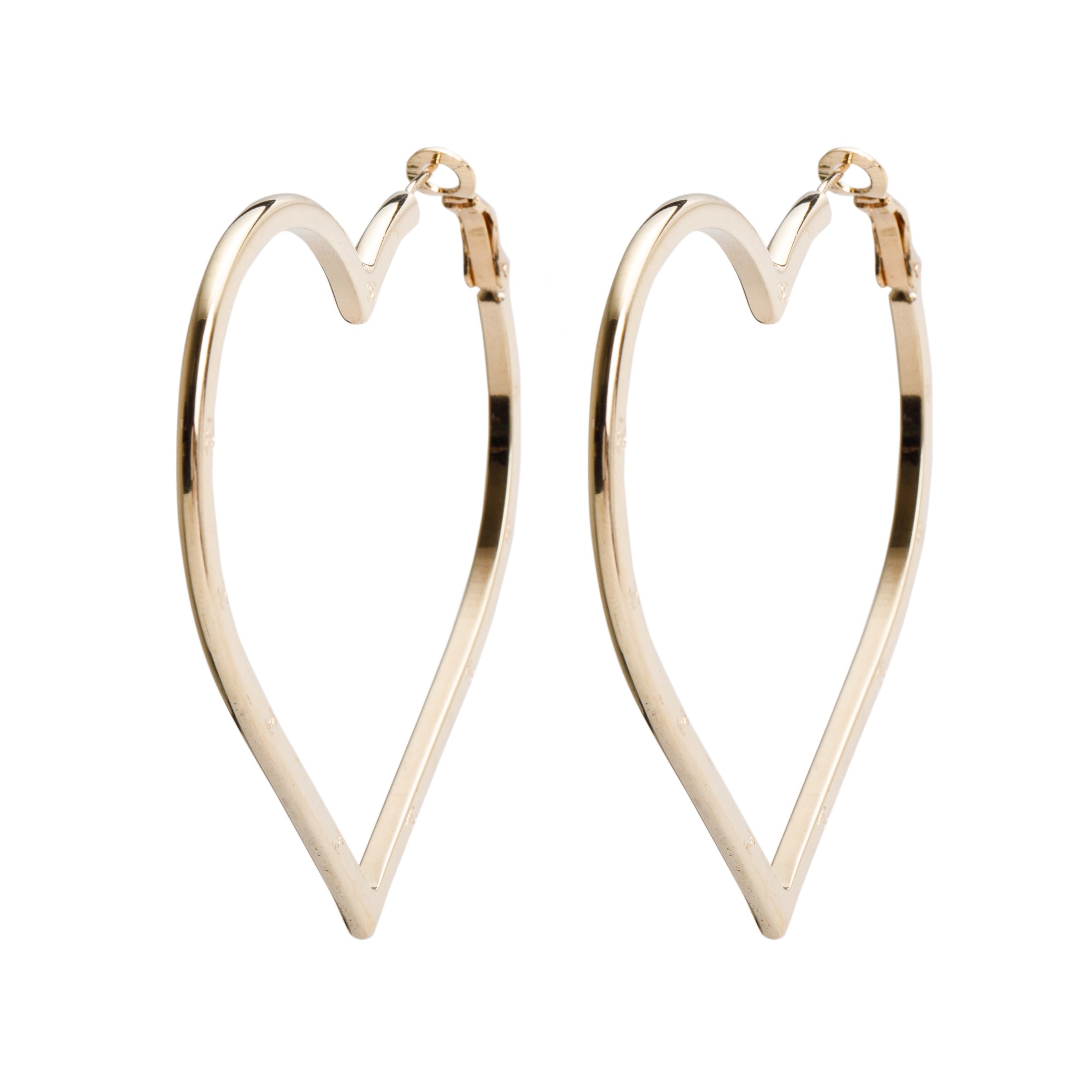 Chanel Gold Plated CC Heart Hoop Earrings