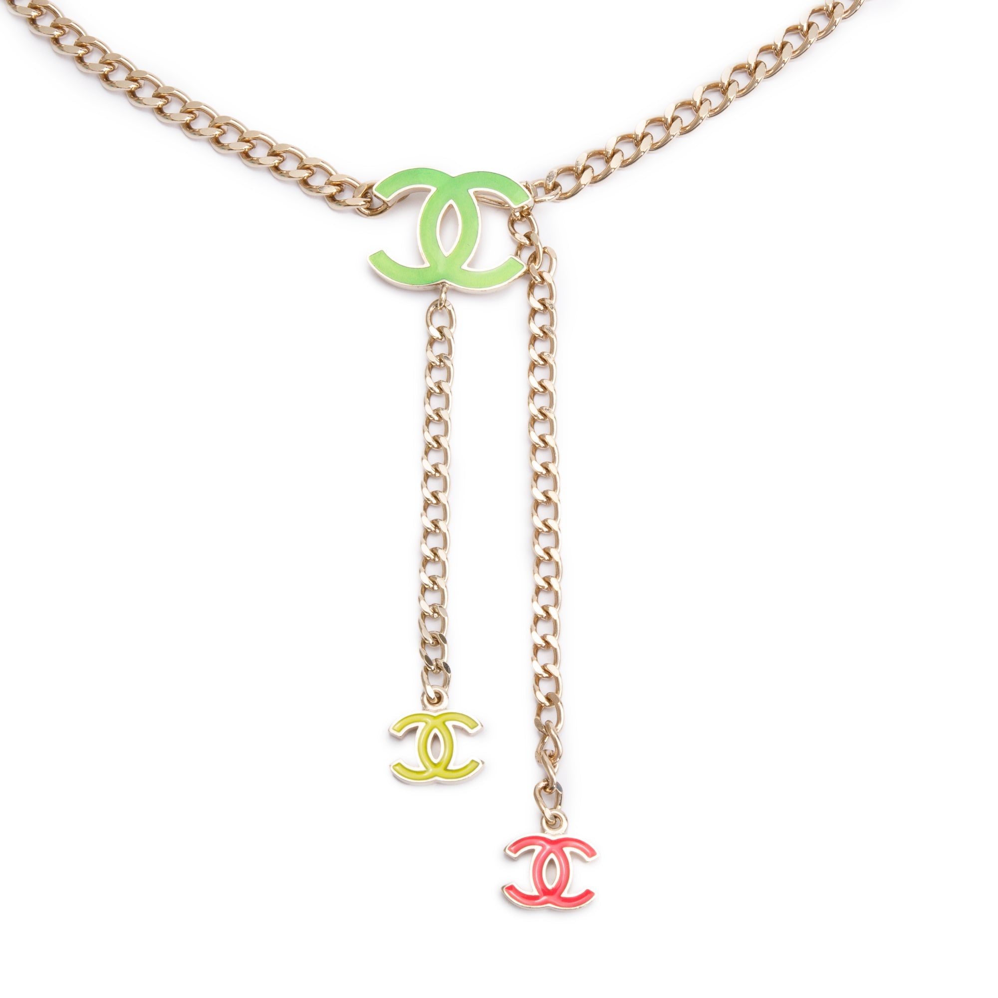 Chanel Gold Plated Enamel CC Logo Waist Belt