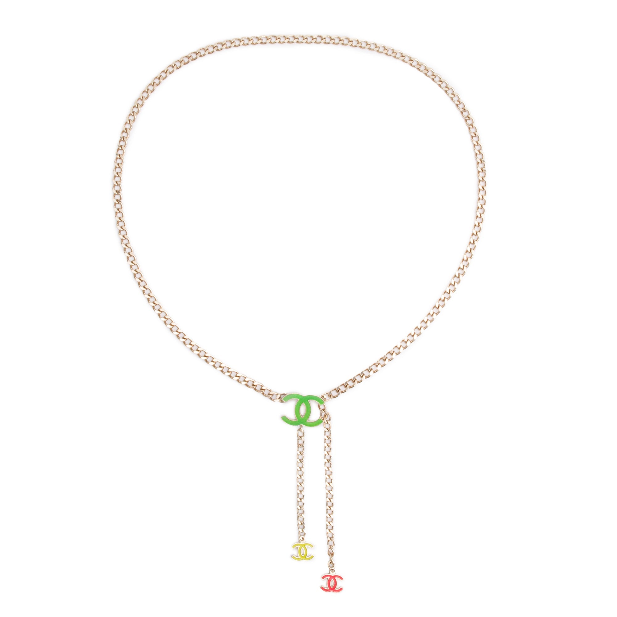 Chanel Gold Plated Enamel CC Logo Waist Belt