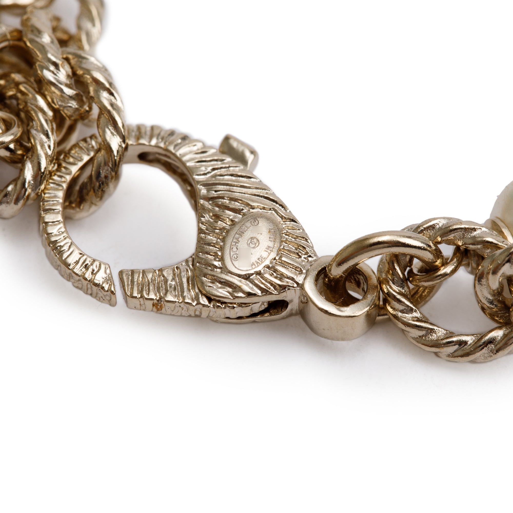 Chanel Gold Plated Faux Pearl CC Double Strand Necklace