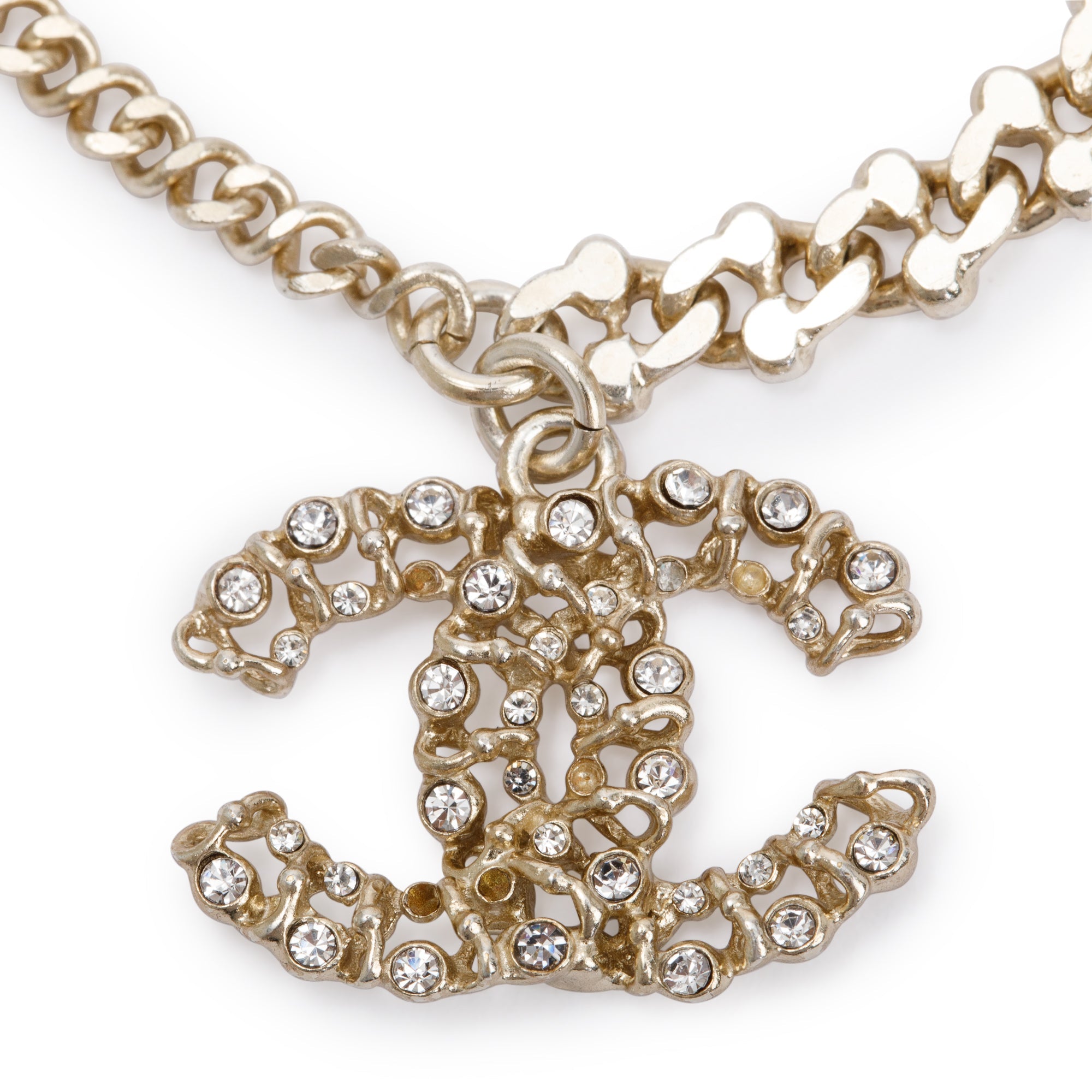 Chanel Gold Plated Faux Pearl CC Link Bracelet