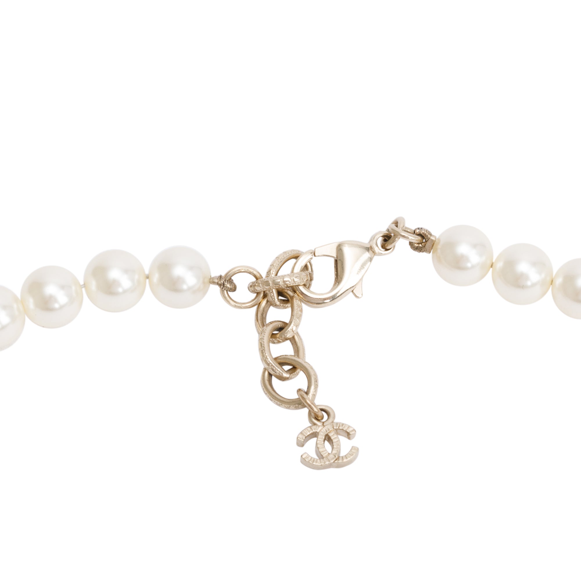 Chanel Gold Plated Faux Pearl & Enamel CC Long Necklace w/ Box