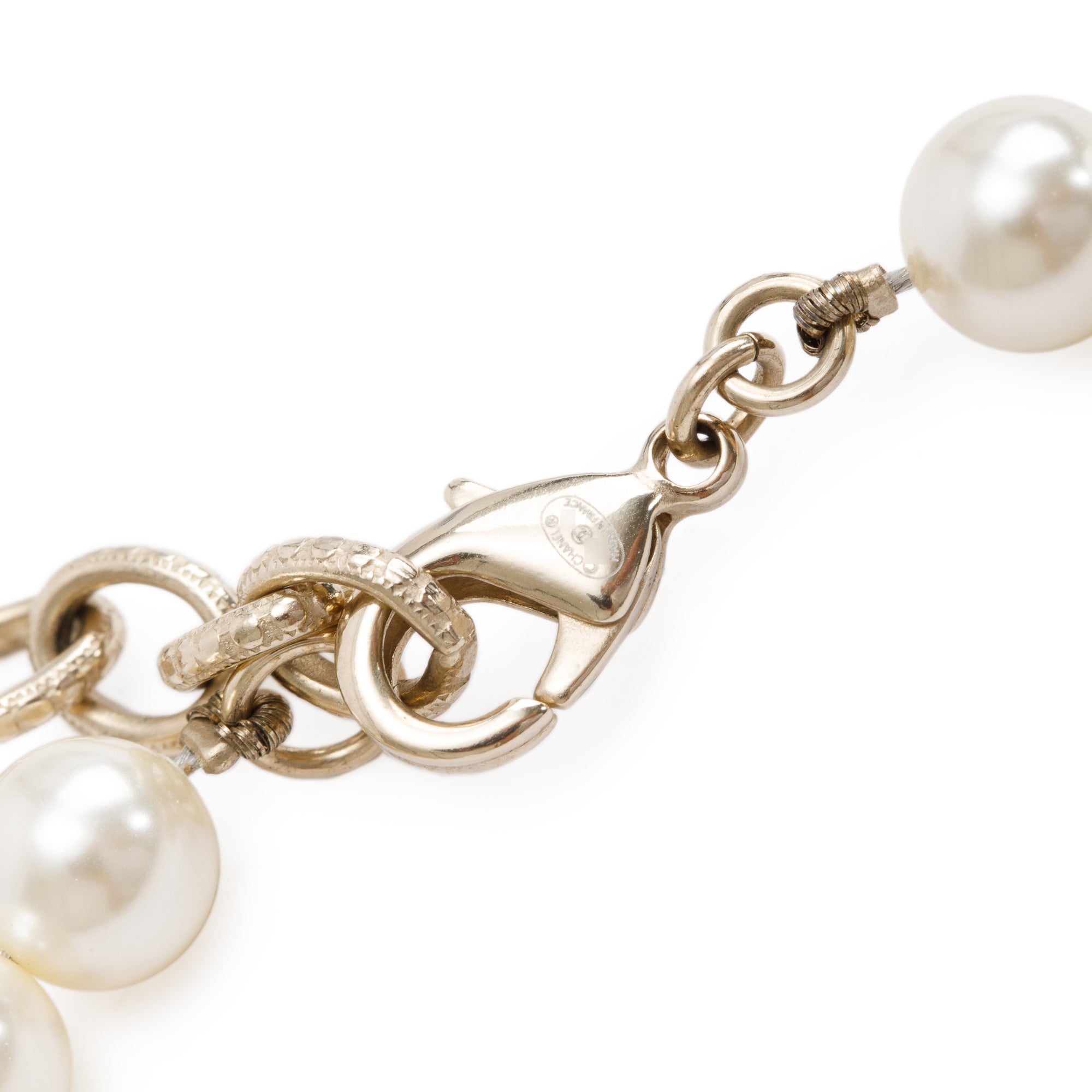 Chanel Gold Plated Faux Pearl & Enamel CC Long Necklace w/ Box