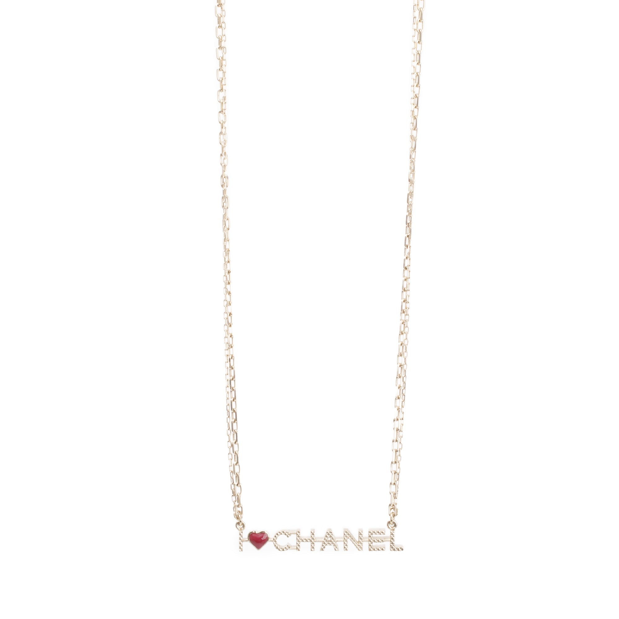 Chanel Gold Plated I Love Chanel Pendant Necklace w/ Box