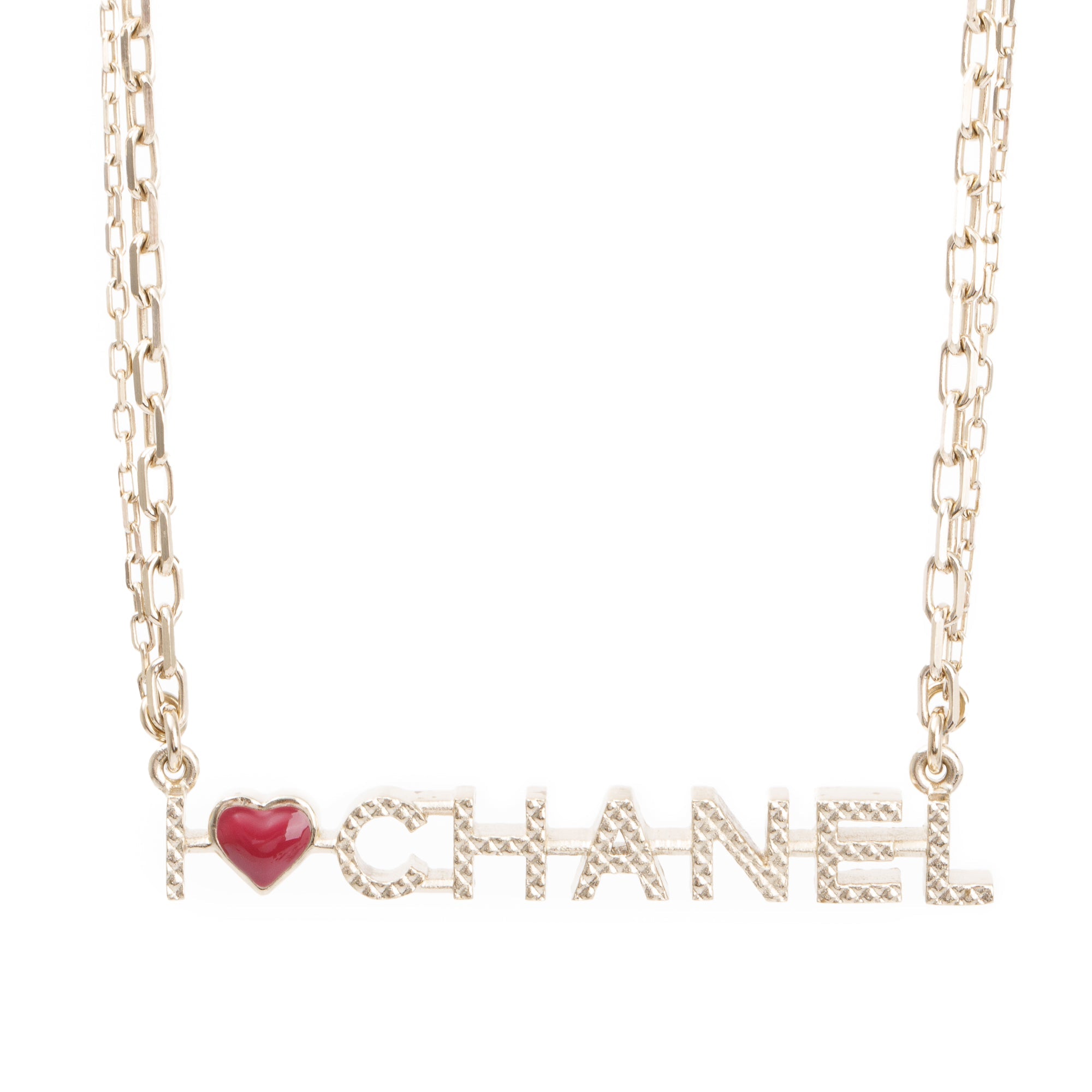 Chanel Gold Plated I Love Chanel Pendant Necklace w/ Box