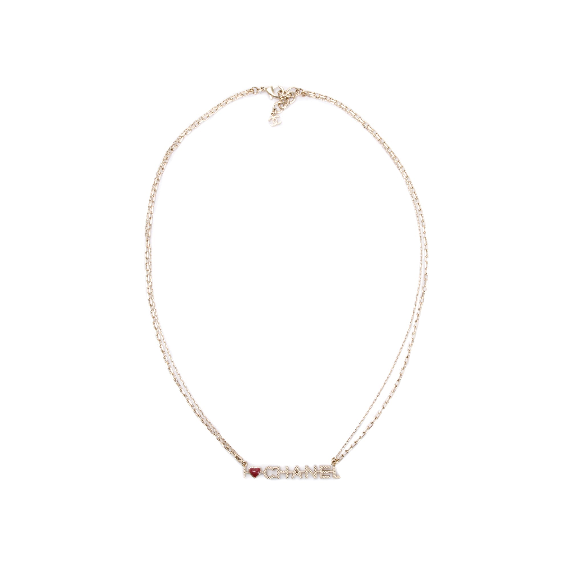 Chanel Gold Plated I Love Chanel Pendant Necklace w/ Box